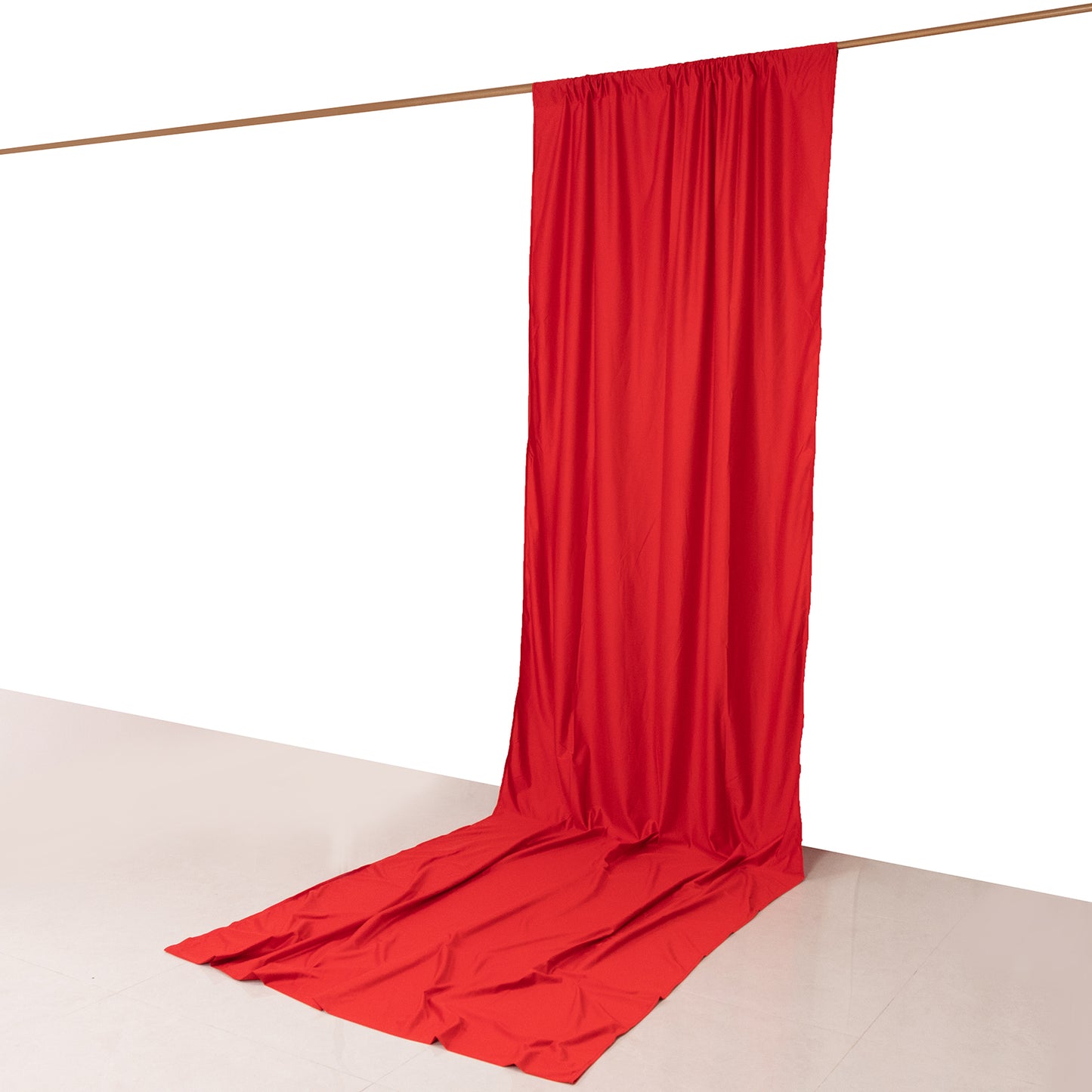 Red Scuba Polyester Event Curtain Drapes, Durable Flame Resistant Backdrop Event Panel Wrinkle Free with Rod Pockets - 5ftx14ft