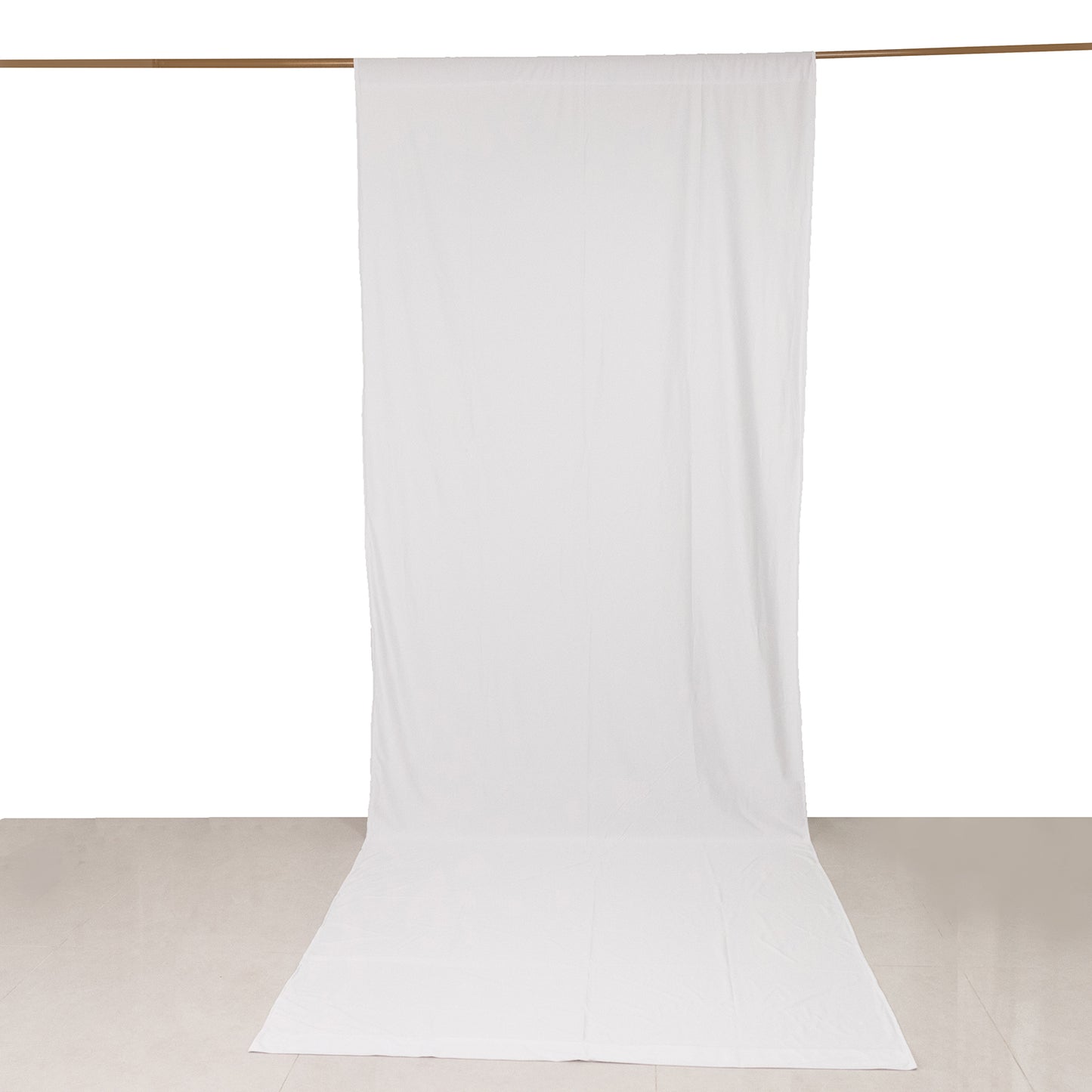 White Scuba Polyester Event Curtain Drapes, Durable Flame Resistant Backdrop Event Panel Wrinkle Free with Rod Pockets - 5ftx14ft