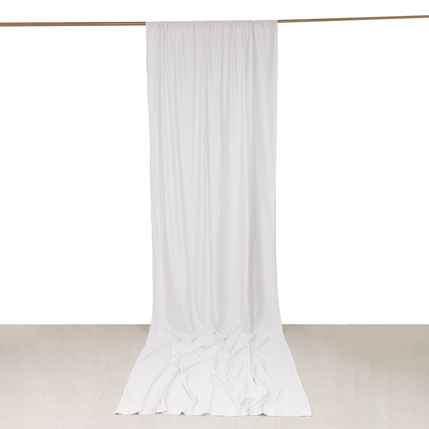 White Scuba Polyester Event Curtain Drapes, Durable Flame Resistant Backdrop Event Panel Wrinkle Free with Rod Pockets - 5ftx14ft