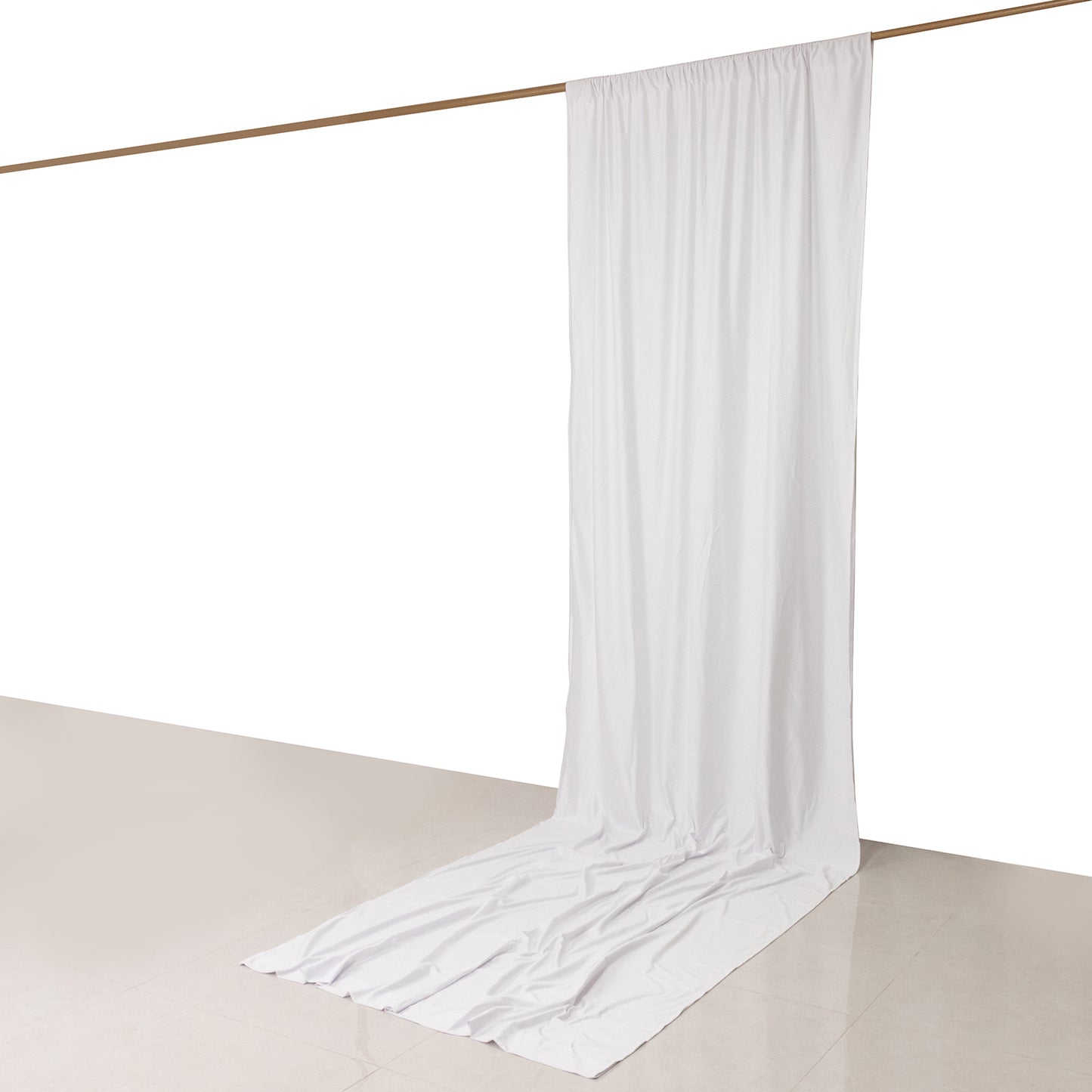 White Scuba Polyester Event Curtain Drapes, Durable Flame Resistant Backdrop Event Panel Wrinkle Free with Rod Pockets - 5ftx14ft