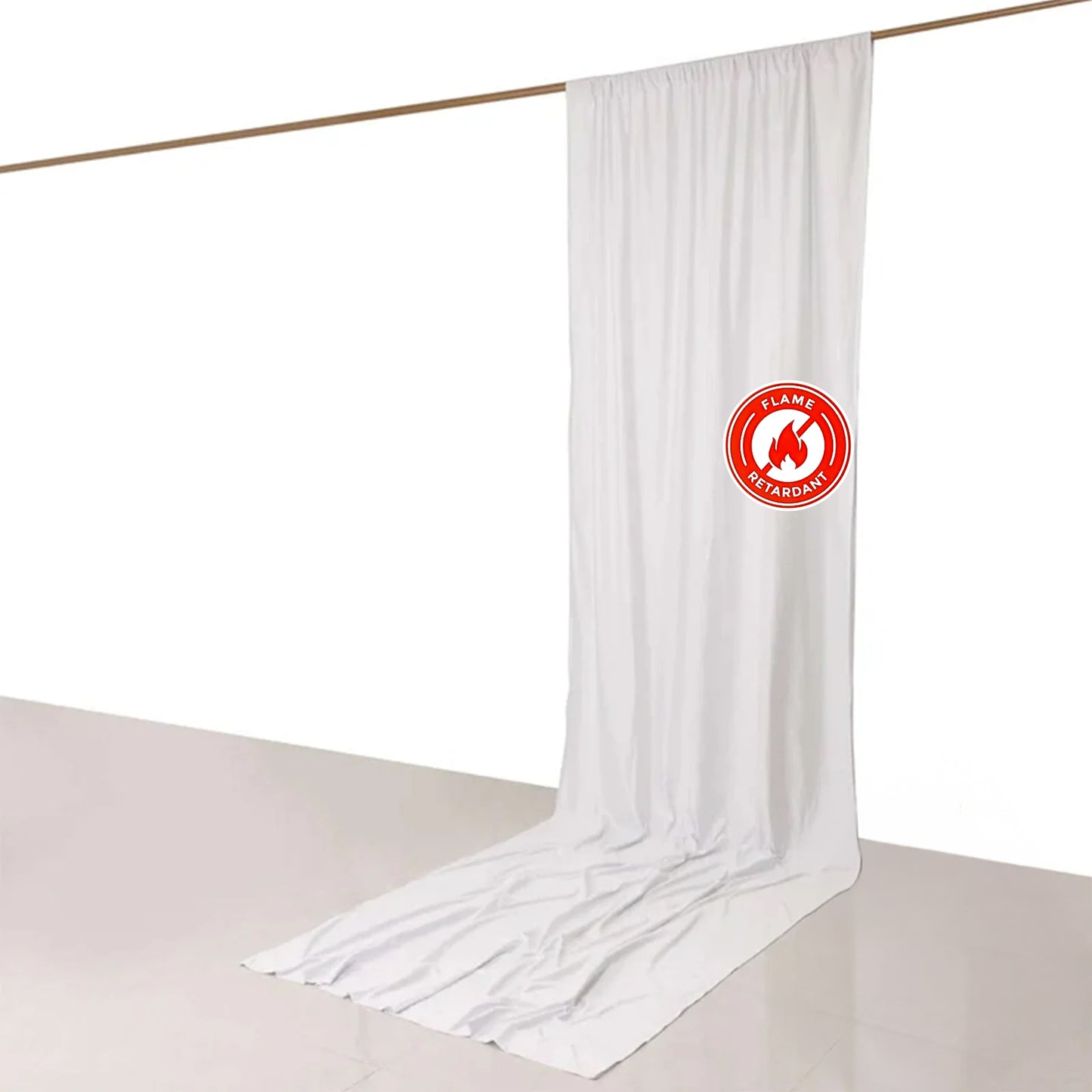 White Scuba Polyester Event Curtain Drapes, Durable Flame Resistant Backdrop Event Panel Wrinkle Free with Rod Pockets - 5ftx14ft