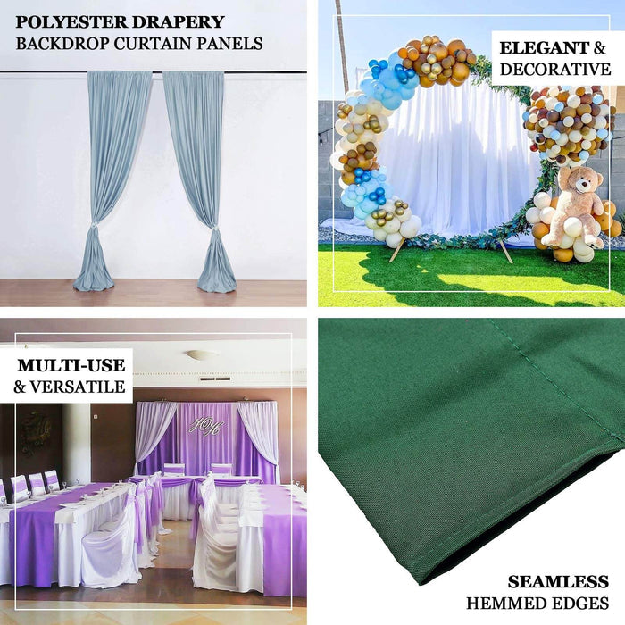 2 Pack Beige Polyester Event Curtain Drapes, 10ftx8ft Backdrop Event Panels With Rod Pockets 130 GSM