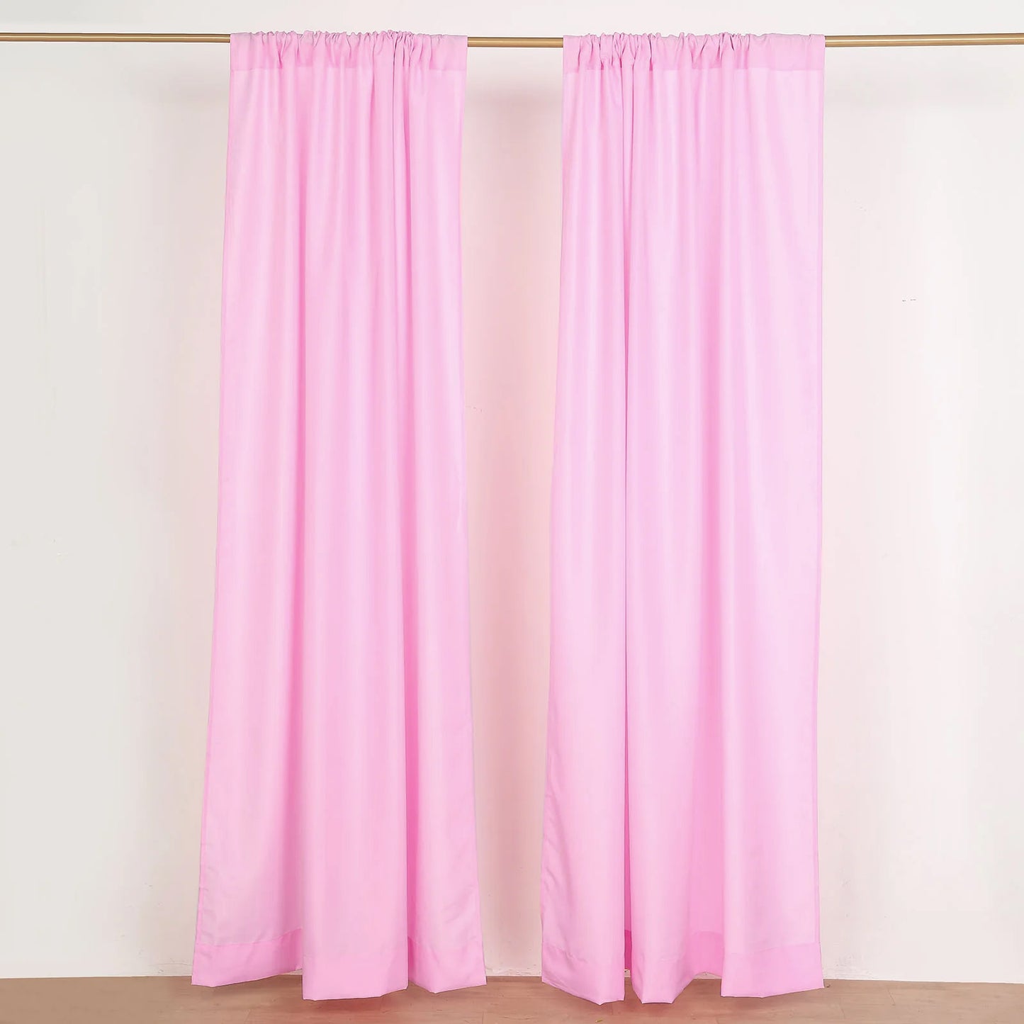 2 Pack Pink Polyester Event Curtain Drapes, 10ftx8ft Backdrop Event Panels With Rod Pockets 130 GSM