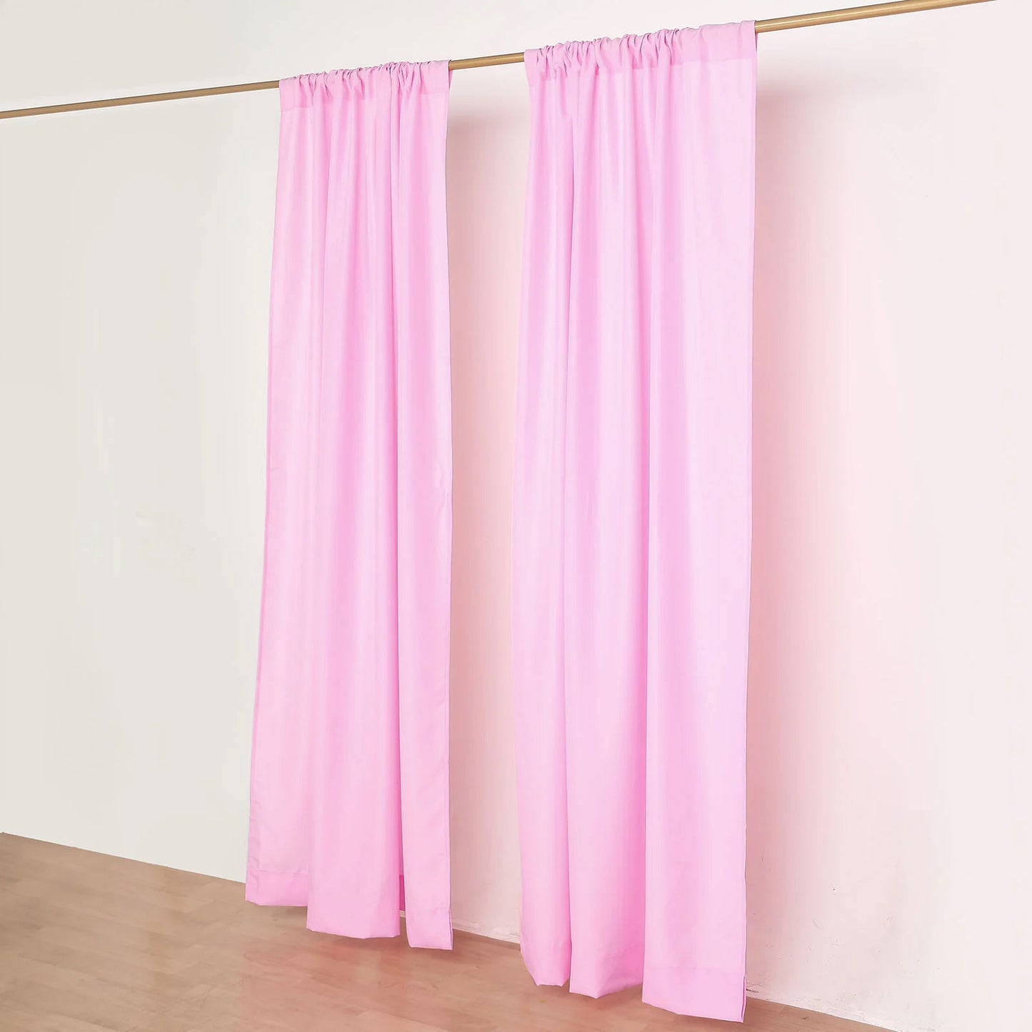 2 Pack Pink Polyester Event Curtain Drapes, 10ftx8ft Backdrop Event Panels With Rod Pockets 130 GSM