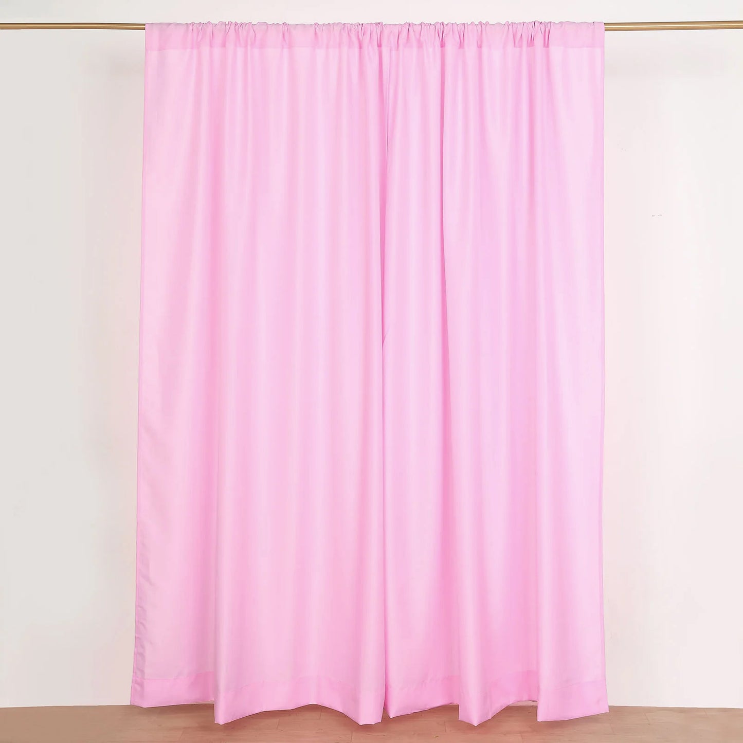 2 Pack Pink Polyester Event Curtain Drapes, 10ftx8ft Backdrop Event Panels With Rod Pockets 130 GSM