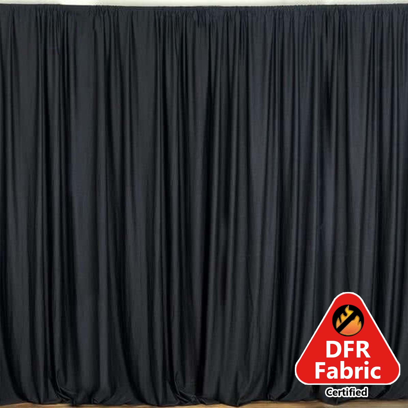 2 Pack | Black Fire Retardant Polyester Curtain Panel Backdrops With Rod Pockets - 10ftx10ft#whtbkgd