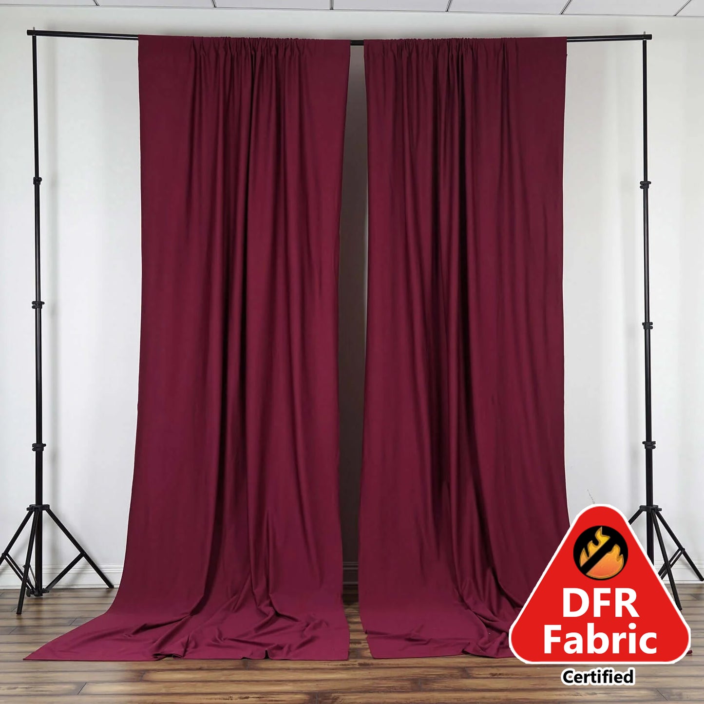 2 Pack Burgundy Scuba Polyester Event Curtain Drapes, Durable Flame Resistant Backdrop Event Panels Wrinkle Free with Rod Pockets - 10ftx10ft