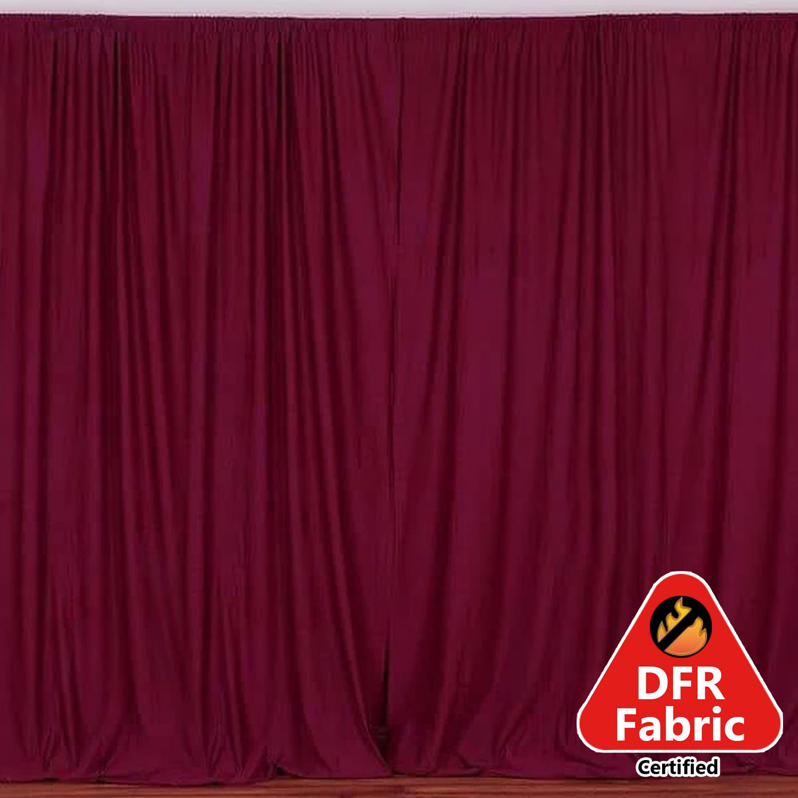 Burgundy Fire Retardant Polyester Curtain Panel Backdrops With Rod Pockets - 10ftx10ft#whtbkgd