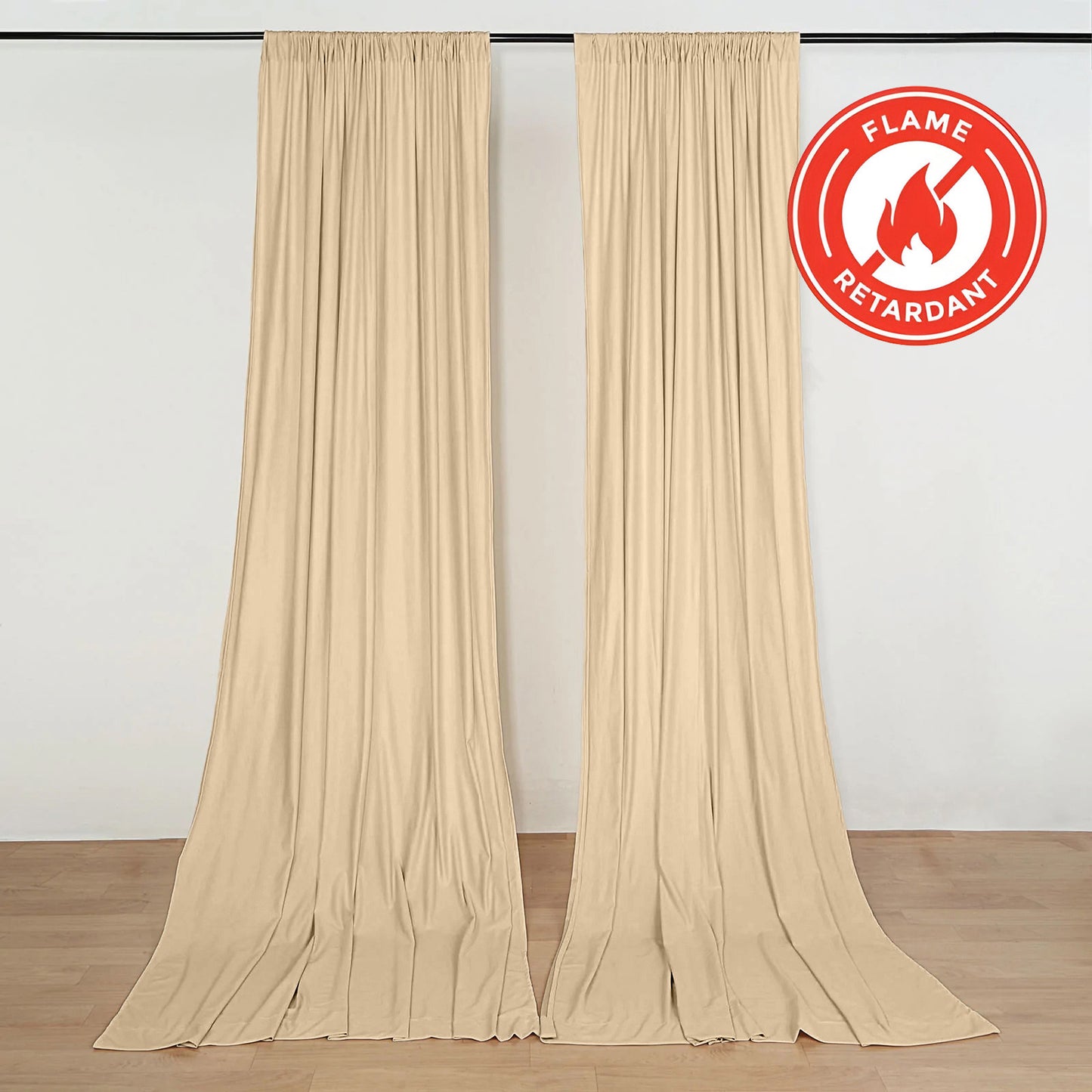 2 Pack 5ftx10ft Champagne Scuba Polyester Backdrop Drape Curtains, Durable Flame Resistant Event Div