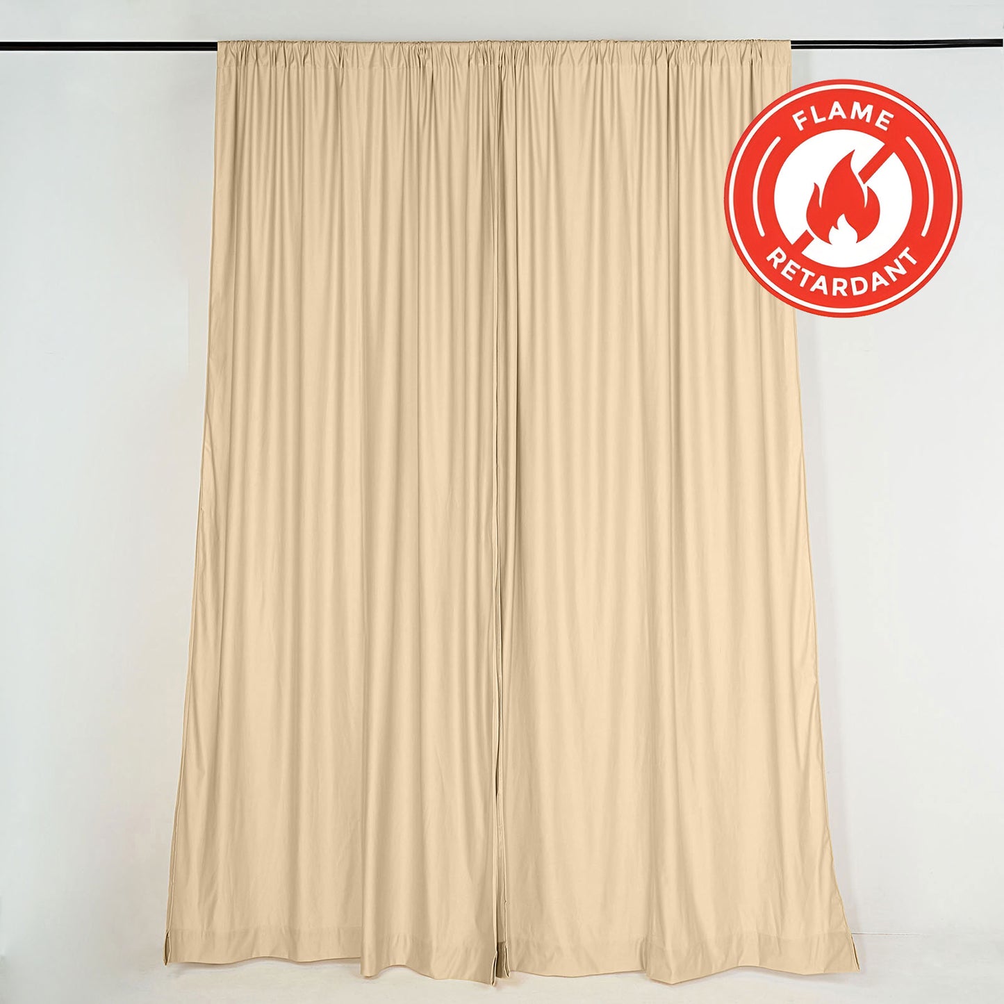 2 Pack 10 Feet x 10 Feet Champagne Polyester Fire Retardant Curtain Panel Backdrops With Rod Pockets  