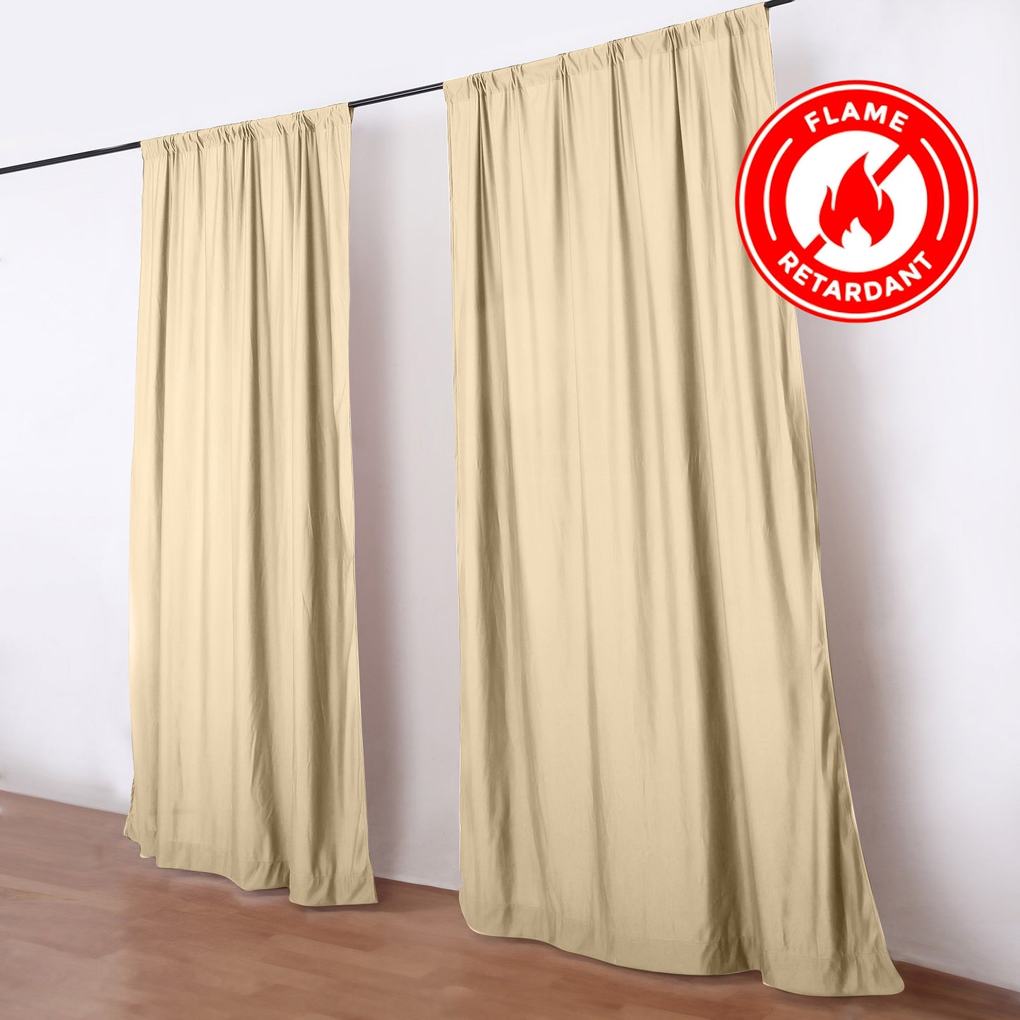 2 Pack 5ftx10ft Champagne Scuba Polyester Backdrop Drape Curtains, Durable Flame Resistant Event Div