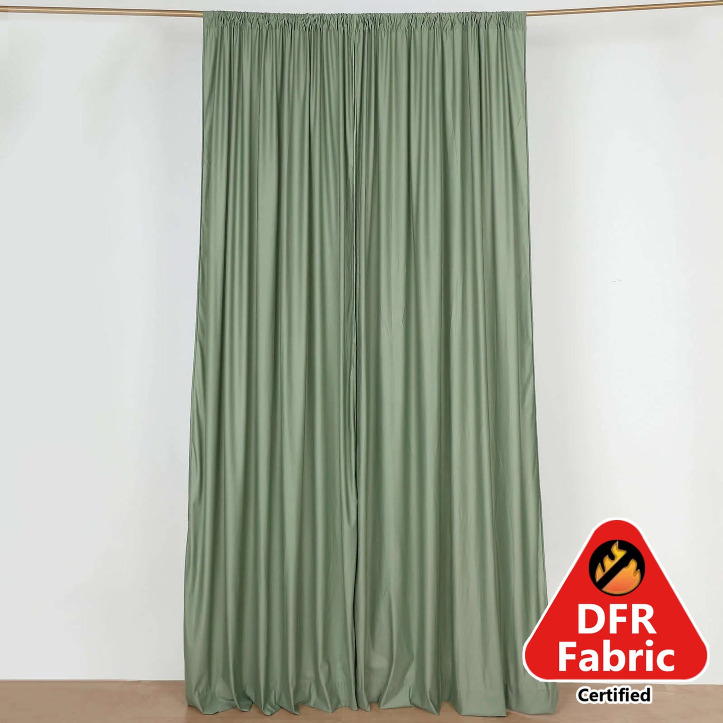 2 Pack Dusty Sage Green Scuba Polyester Event Curtain Drapes, Durable Flame Resistant Backdrop Event Panels Wrinkle Free with Rod Pockets - 10ftx10ft