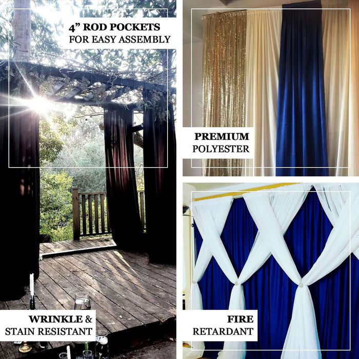 2 Pack Blush Scuba Polyester Event Curtain Drapes, Durable Flame Resistant Backdrop Event Panels Wrinkle Free with Rod Pockets - 10ftx10ft