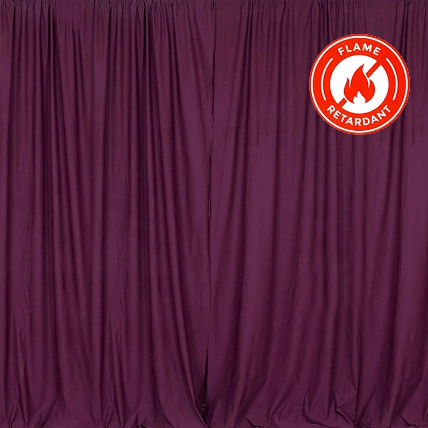 Eggplant Fire Retardant Polyester Curtain Panel Backdrops With Rod Pockets - 10ftx10ft#whtbkgd
