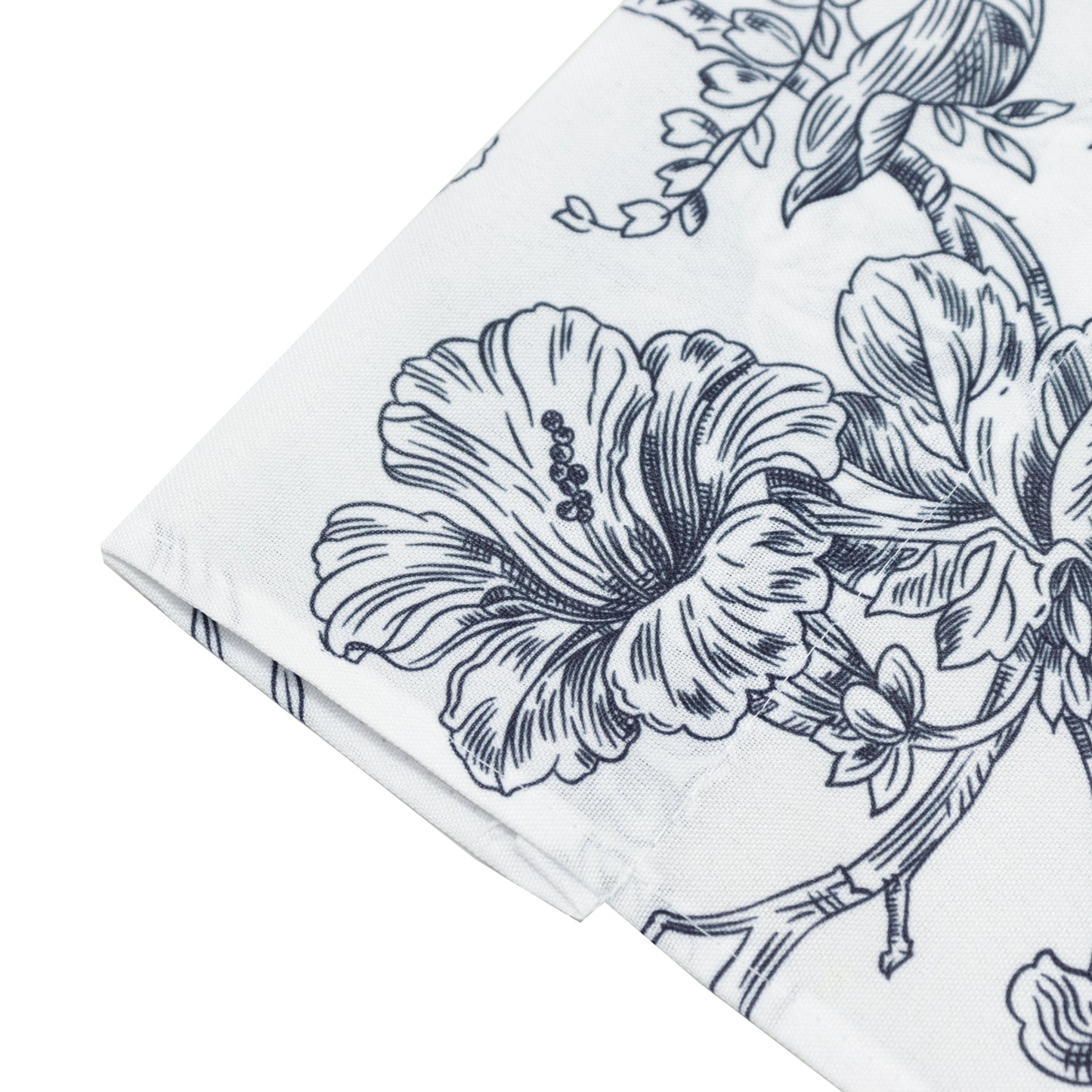 French Toile Polyester Backdrop Curtain – Black Floral 5ft x 10ft Rod Pocket Drape Panel