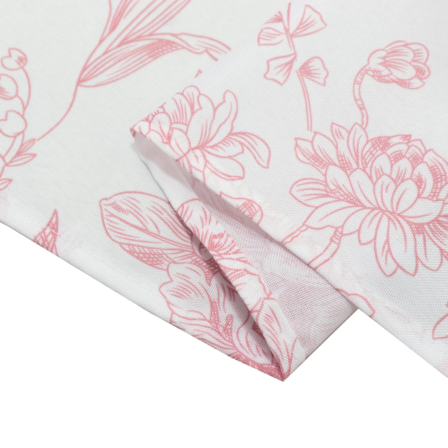 French Toile Polyester Backdrop Curtain – Pink Floral 5ft x 10ft Rod Pocket Drape Panel