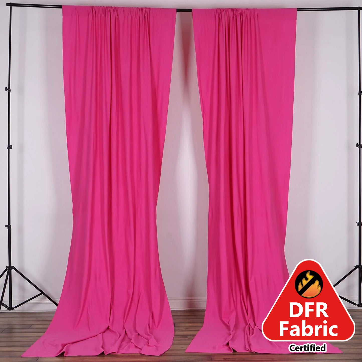 2 Pack Fuchsia Scuba Polyester Event Curtain Drapes, Durable Flame Resistant Backdrop Event Panels Wrinkle Free with Rod Pockets - 10ftx10ft