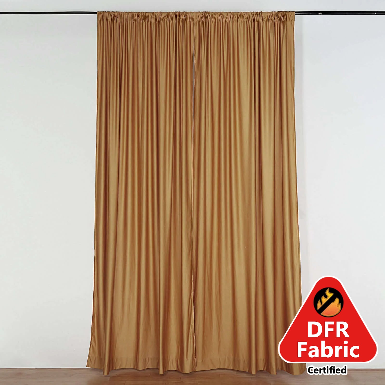 2 Pack 10 Feet x 10 Feet Gold Polyester Fire Retardant Curtain Panel Backdrops With Rod Pockets  