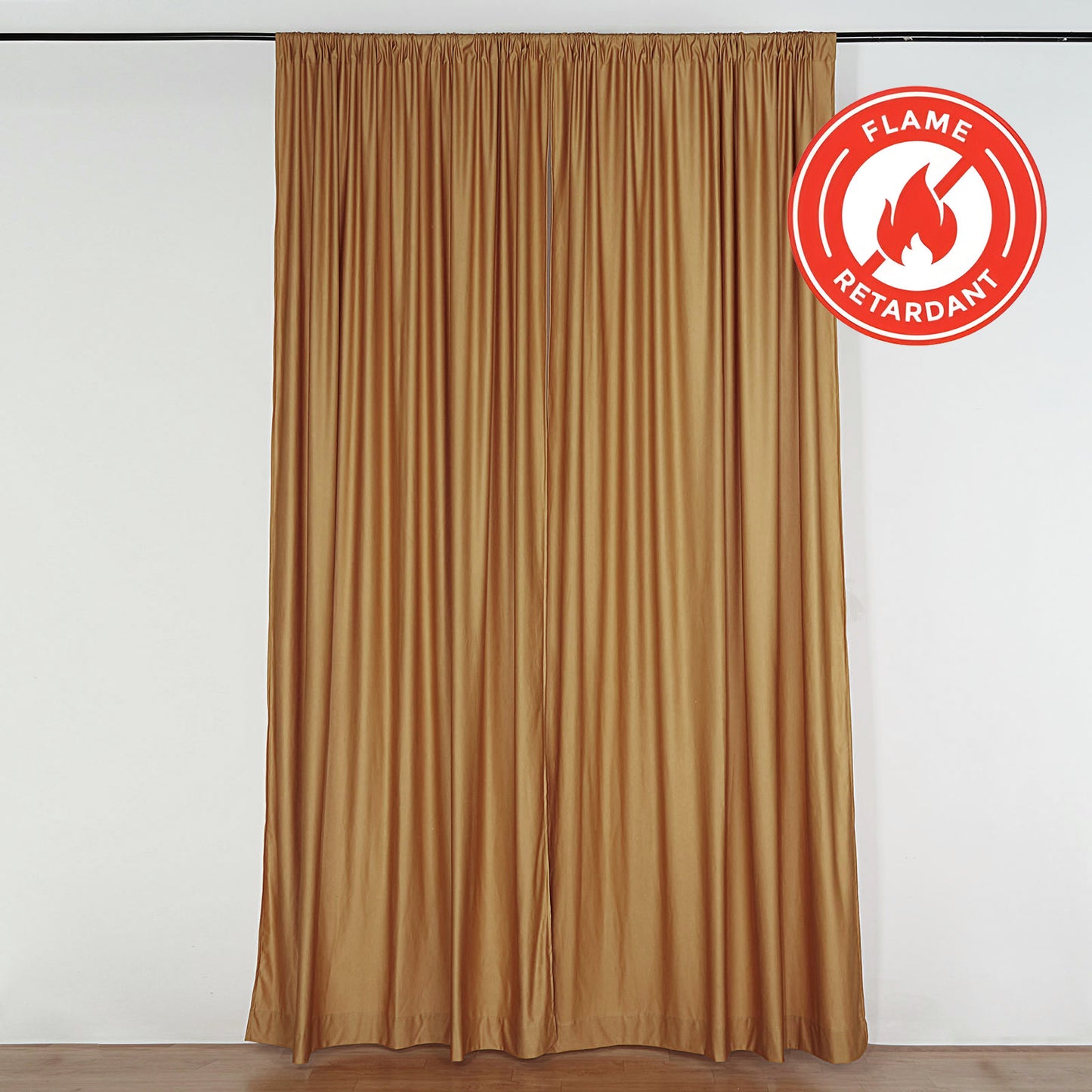 2 Pack 10 Feet x 10 Feet Gold Polyester Fire Retardant Curtain Panel Backdrops With Rod Pockets  