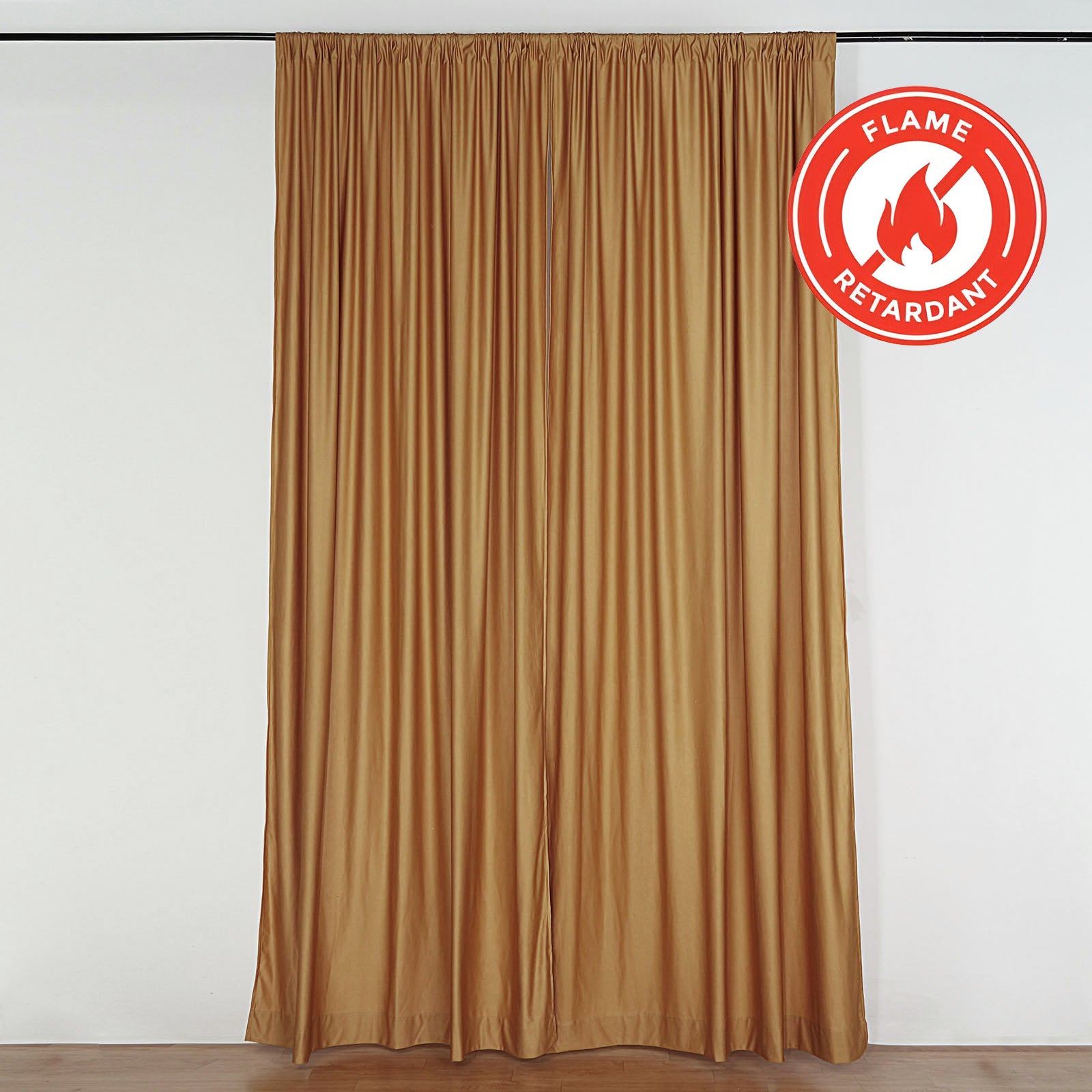 2 Pack 10 Feet x 10 Feet Gold Polyester Fire Retardant Curtain Panel Backdrops With Rod Pockets  