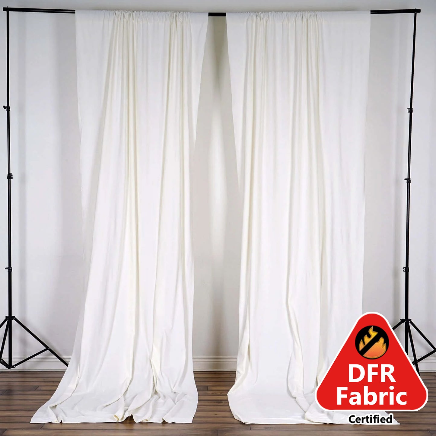 2 Pack Ivory Scuba Polyester Event Curtain Drapes, Durable Flame Resistant Backdrop Event Panels Wrinkle Free with Rod Pockets - 10ftx10ft