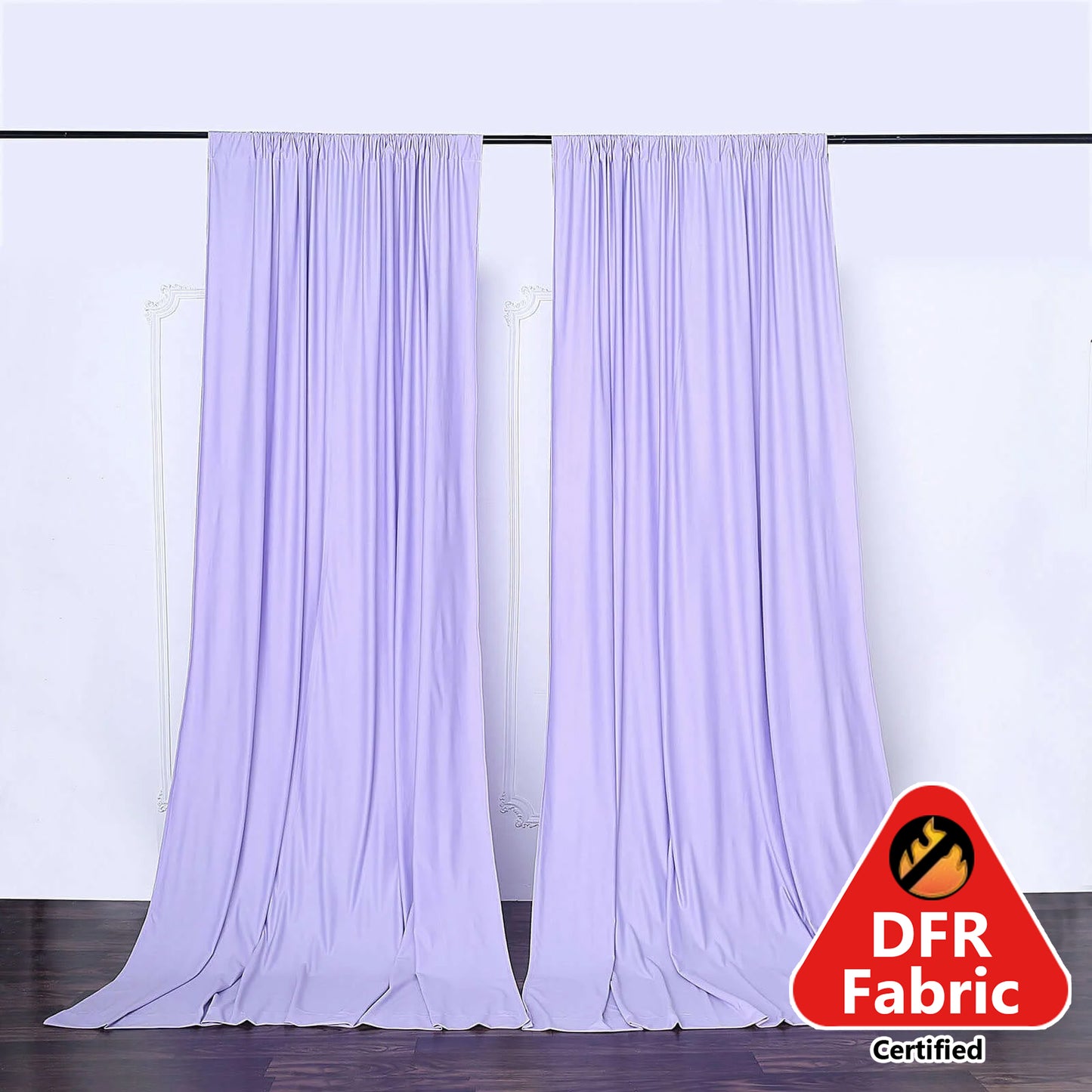 2 Pack Lavender Lilac Scuba Polyester Event Curtain Drapes, Durable Flame Resistant Backdrop Event Panels Wrinkle Free with Rod Pockets - 10ftx10ft