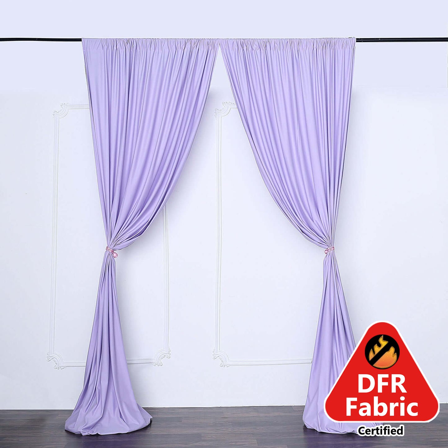 2 Pack | Lavender Lilac Fire Retardant Polyester Curtain Panel Backdrops