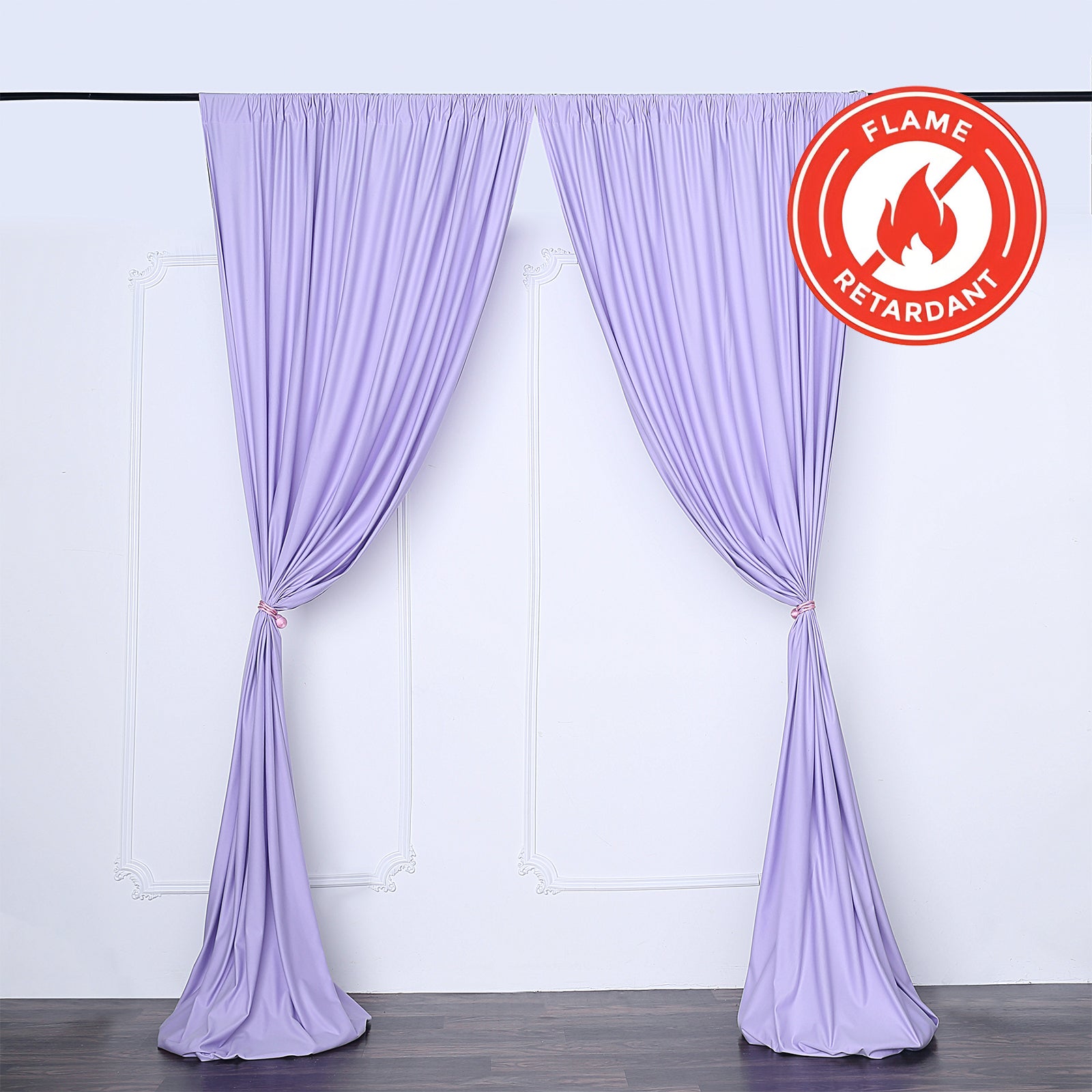 2 Pack | Lavender Lilac Fire Retardant Polyester Curtain Panel Backdrops