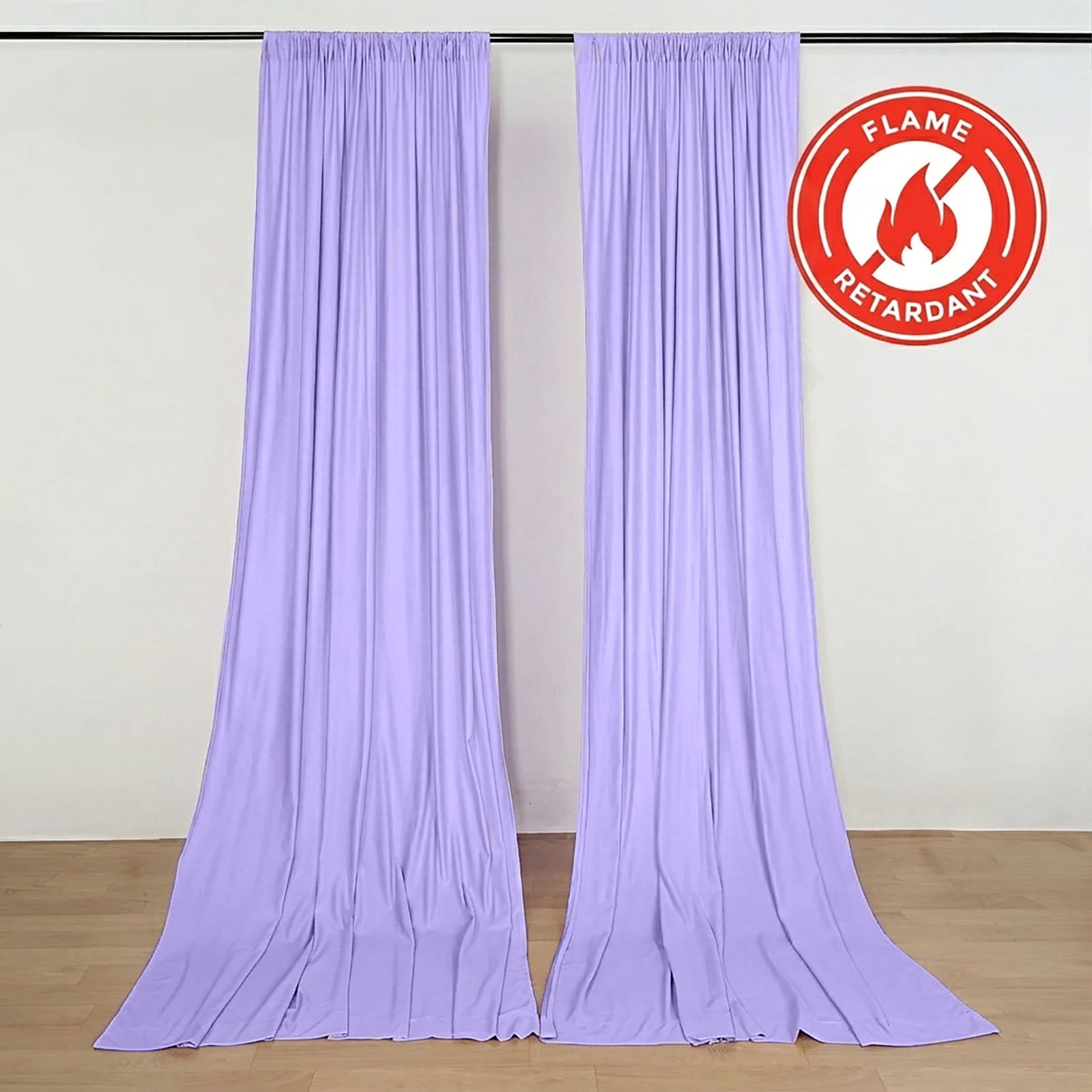 Lavender lilac backdrop drape curtains, durable and flame resistant.