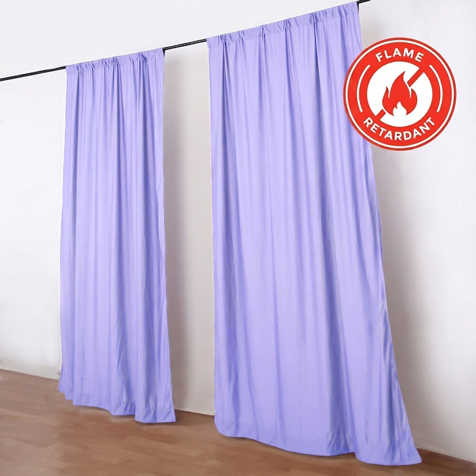 Lavender lilac backdrop drape curtains, durable and flame resistant.