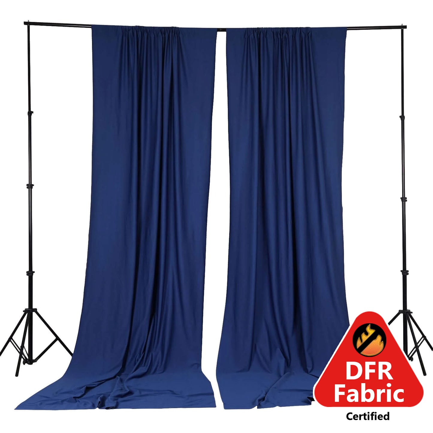 2 Pack Navy Blue Scuba Polyester Event Curtain Drapes, Durable Flame Resistant Backdrop Event Panels Wrinkle Free with Rod Pockets - 10ftx10ft