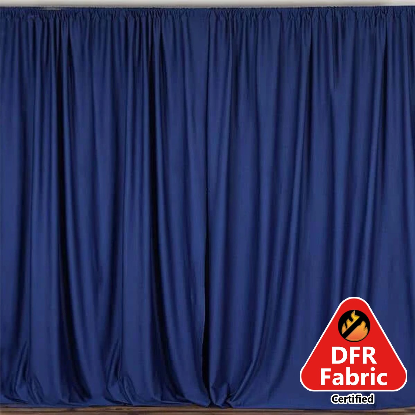 Navy Blue Fire Retardant Polyester Curtain Panel Backdrops With Rod Pockets - 10ftx10ft#whtbkgd