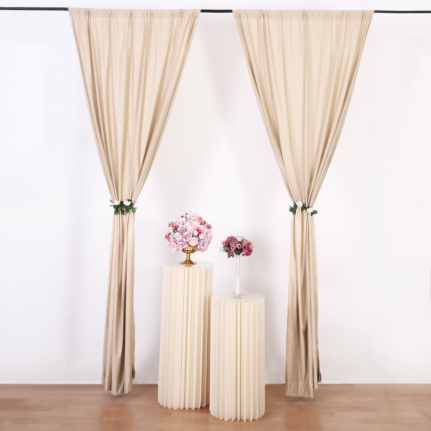 2 Pack Nude Scuba Polyester Event Curtain Drapes, Durable Flame Resistant Backdrop Event Panels Wrinkle Free with Rod Pockets - 10ftx10ft