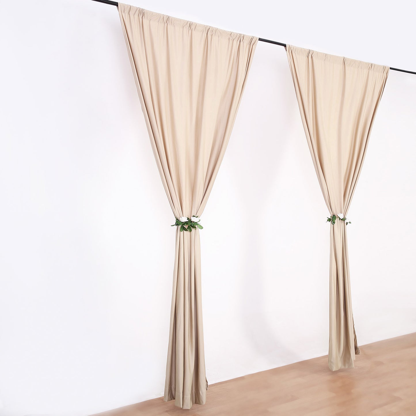 2 Pack Nude Scuba Polyester Event Curtain Drapes, Durable Flame Resistant Backdrop Event Panels Wrinkle Free with Rod Pockets - 10ftx10ft