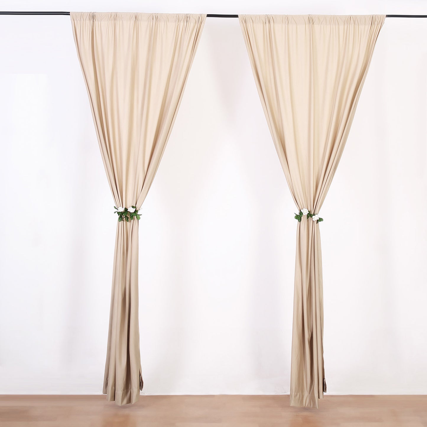 2 Pack Nude Scuba Polyester Event Curtain Drapes, Durable Flame Resistant Backdrop Event Panels Wrinkle Free with Rod Pockets - 10ftx10ft