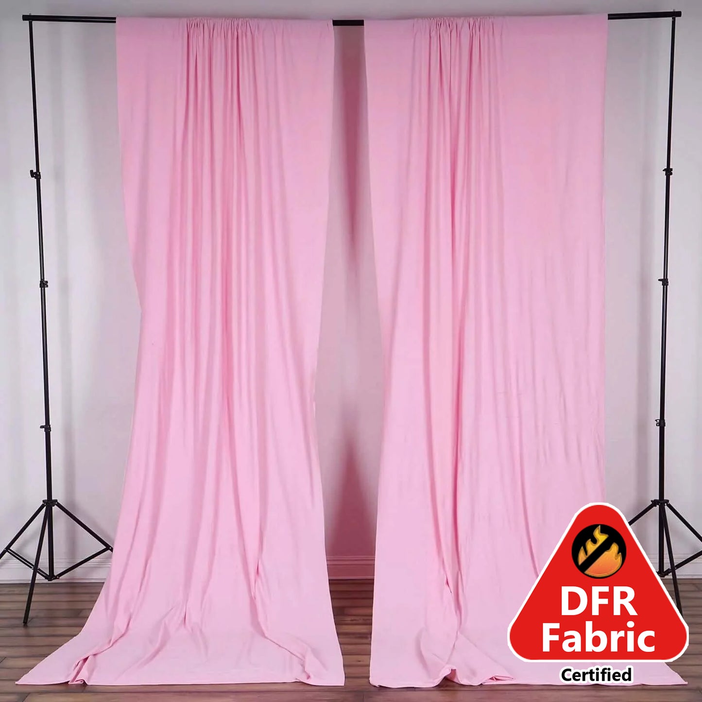 2 Pack Pink Scuba Polyester Event Curtain Drapes, Durable Flame Resistant Backdrop Event Panels Wrinkle Free with Rod Pockets - 10ftx10ft