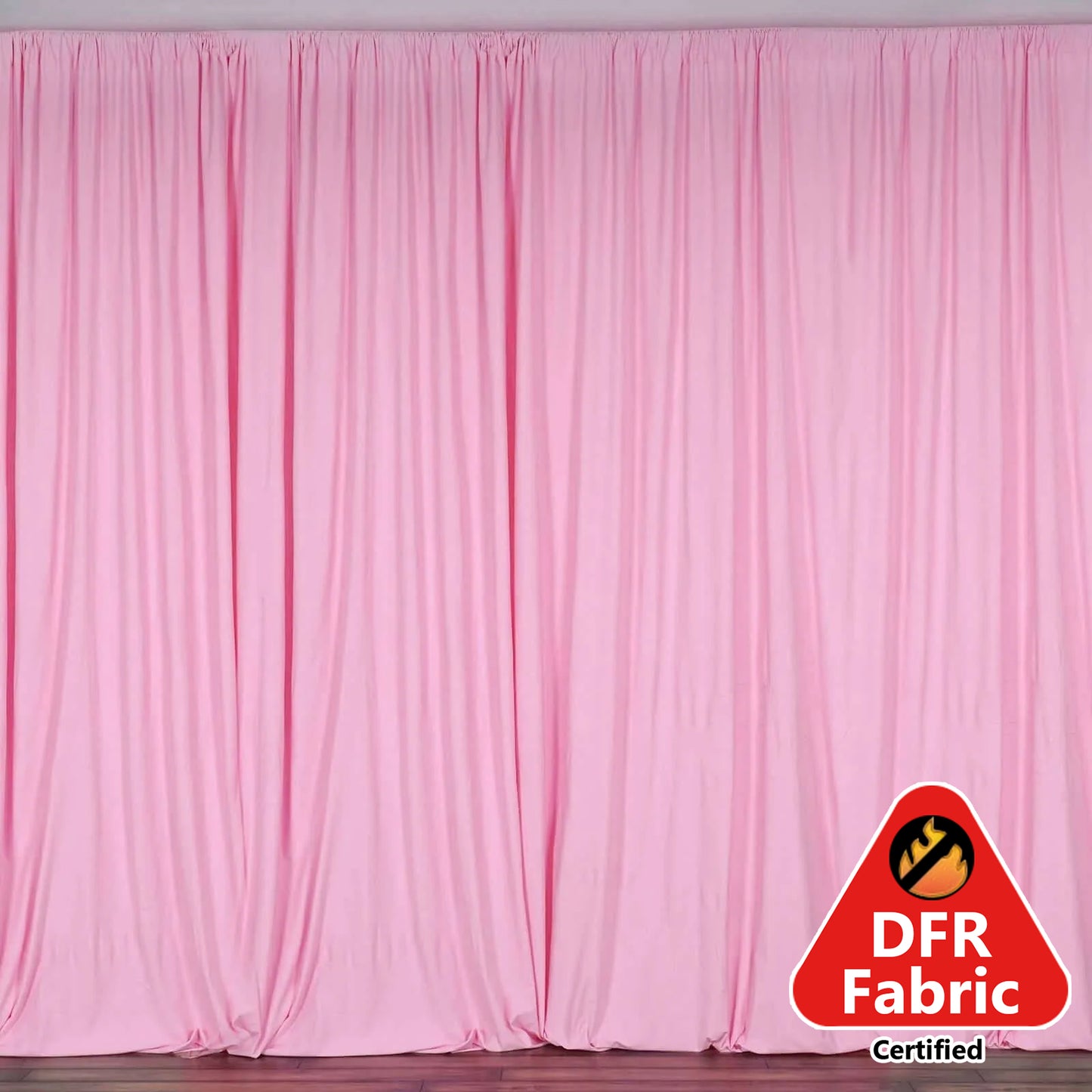 2 Pack Pink Scuba Polyester Event Curtain Drapes, Durable Flame Resistant Backdrop Event Panels Wrinkle Free with Rod Pockets - 10ftx10ft