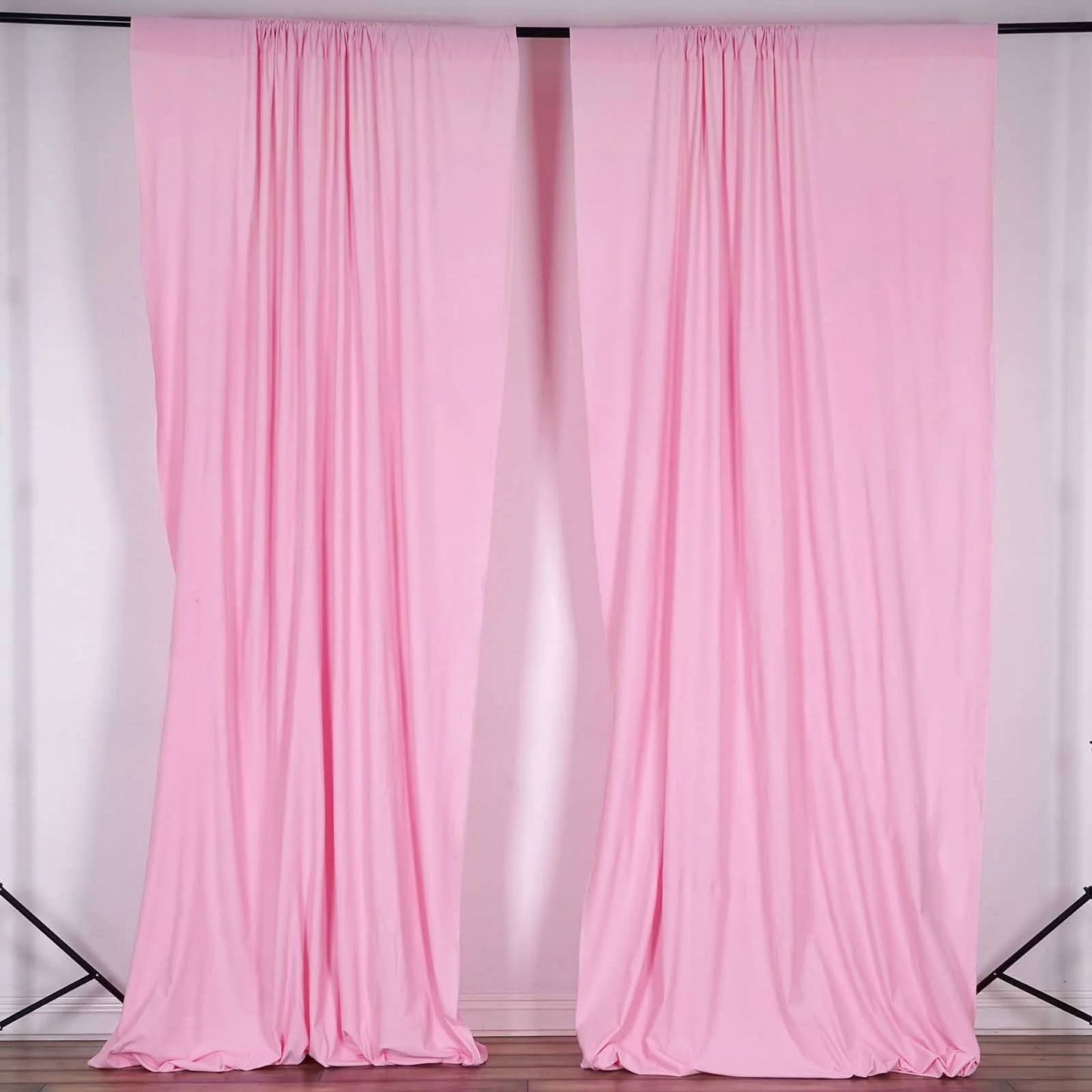 2 Pack Pink Scuba Polyester Event Curtain Drapes, Durable Flame Resistant Backdrop Event Panels Wrinkle Free with Rod Pockets - 10ftx10ft