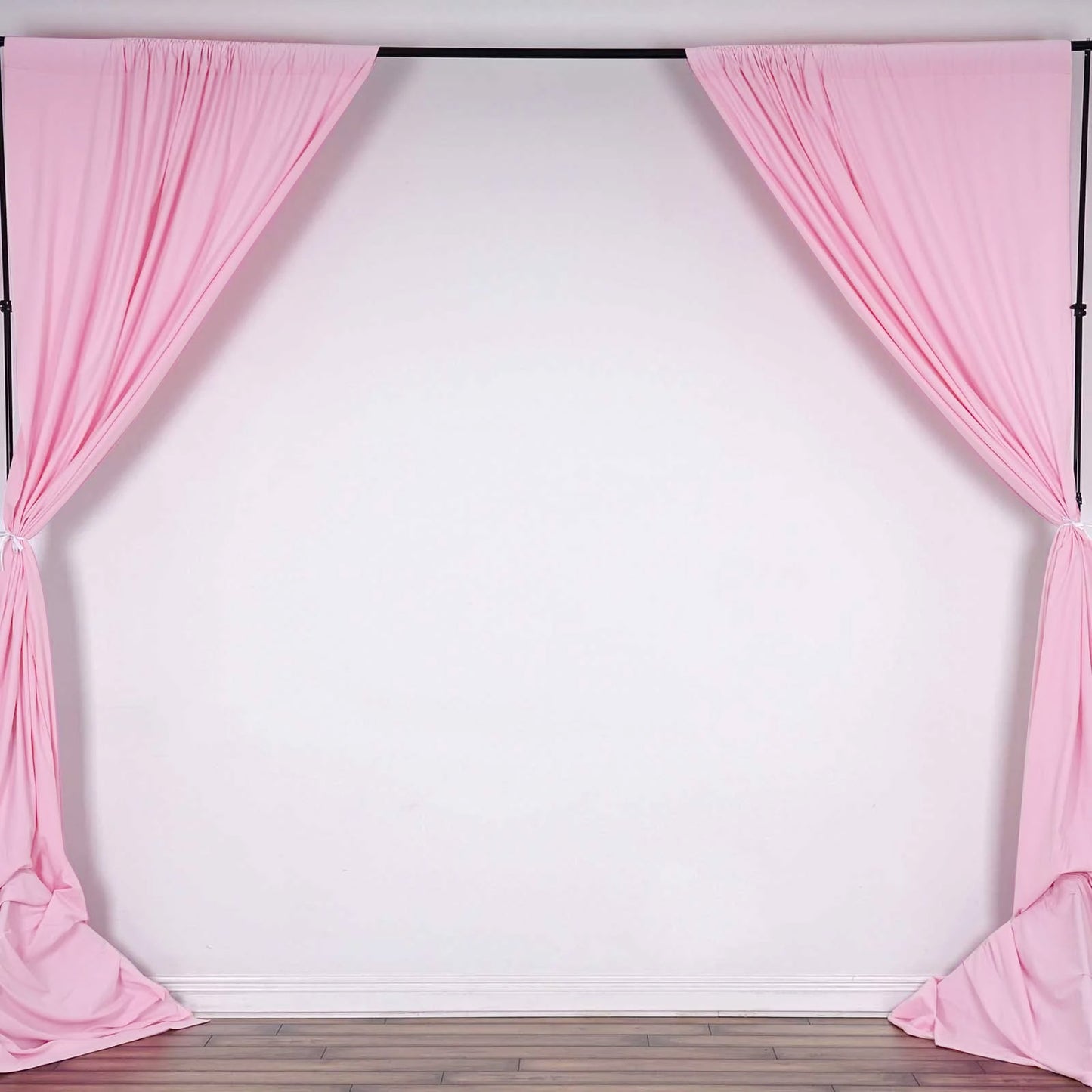 2 Pack Pink Scuba Polyester Event Curtain Drapes, Durable Flame Resistant Backdrop Event Panels Wrinkle Free with Rod Pockets - 10ftx10ft