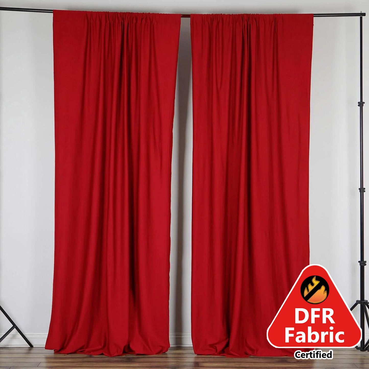 2 Pack Red Scuba Polyester Event Curtain Drapes, Durable Flame Resistant Backdrop Event Panels Wrinkle Free with Rod Pockets - 10ftx10ft