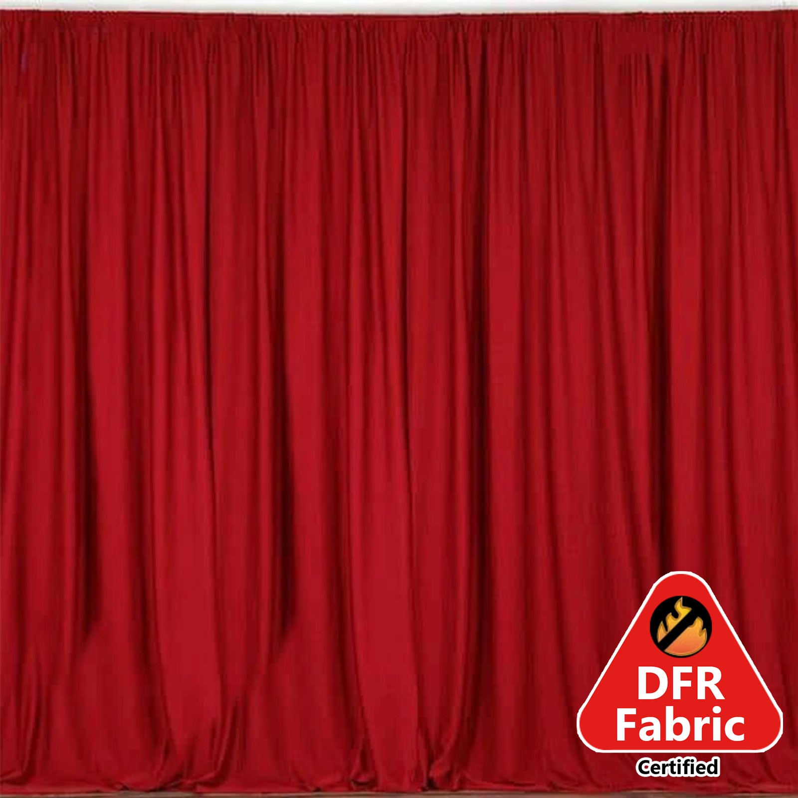 2 Pack | Red Fire Retardant Polyester Curtain Panel Backdrops With Rod Pockets - 10ftx10ft#whtbkgd