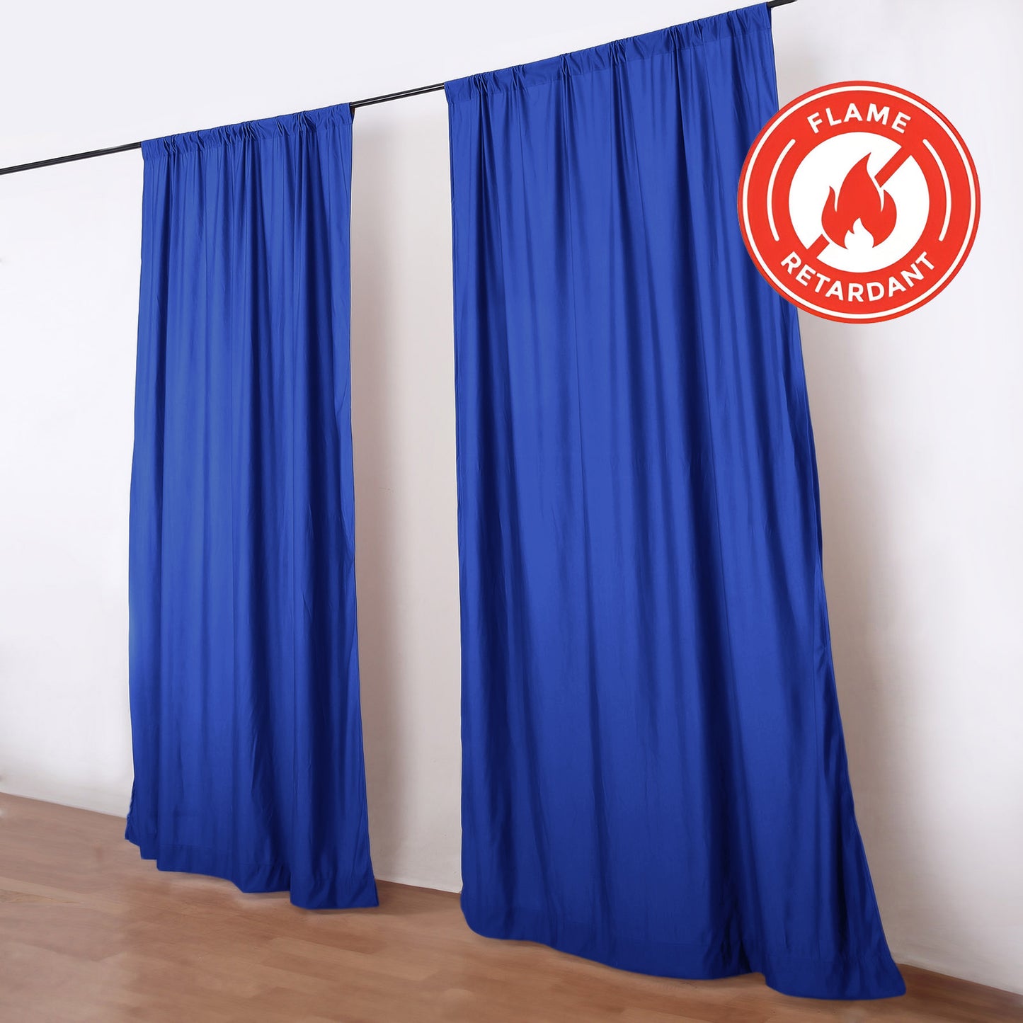 2 Pack 5ftx10ft Royal Blue Scuba Polyester Backdrop Drape Curtains, Durable Flame Resistant Event Di