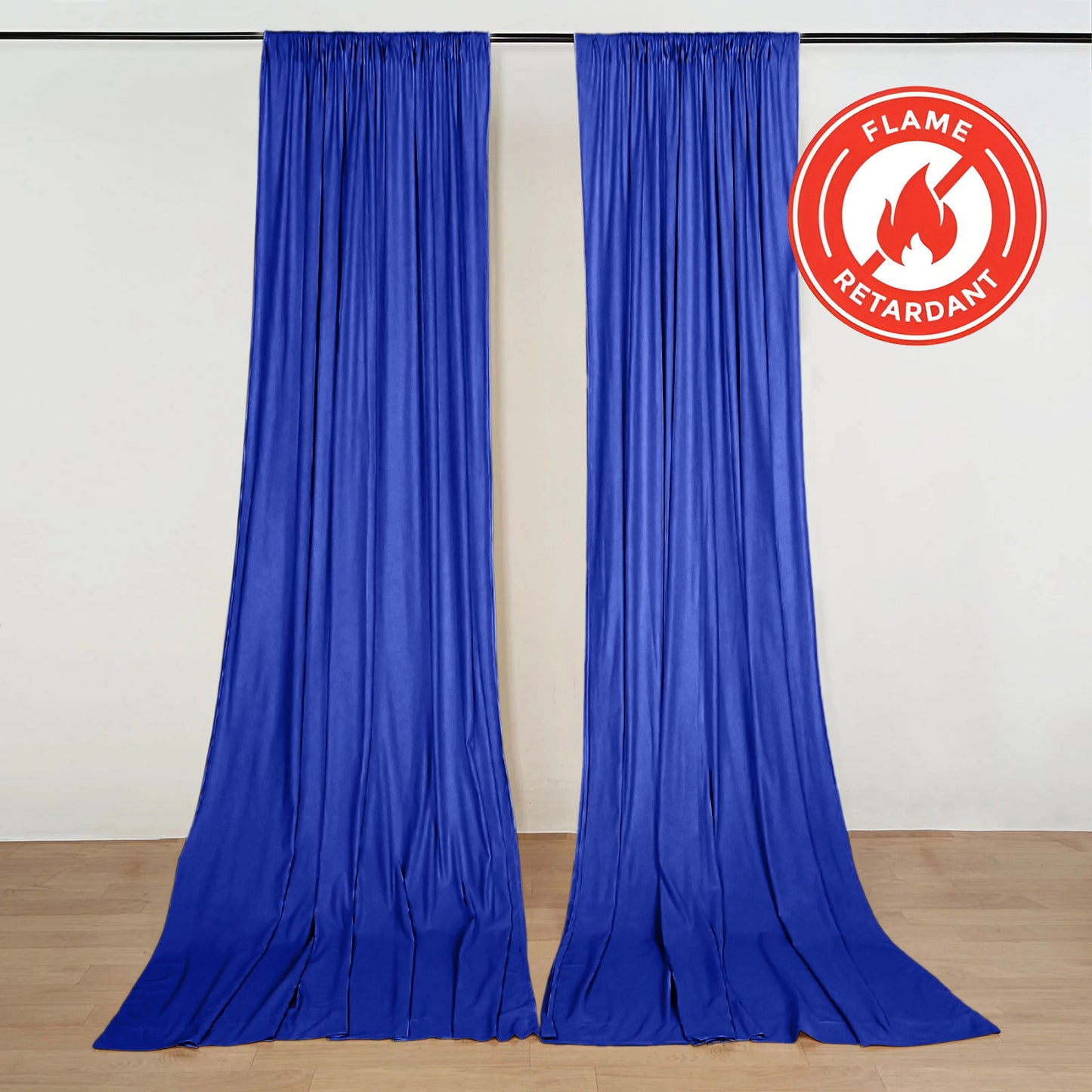 2 Pack 5ftx10ft Royal Blue Scuba Polyester Backdrop Drape Curtains, Durable Flame Resistant Event Di