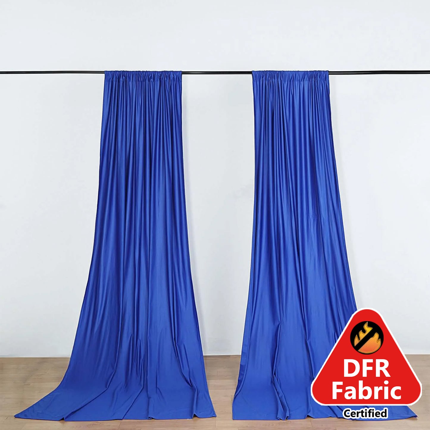 2 Pack Royal Blue Scuba Polyester Event Curtain Drapes, Durable Flame Resistant Backdrop Event Panels Wrinkle Free with Rod Pockets - 10ftx10ft