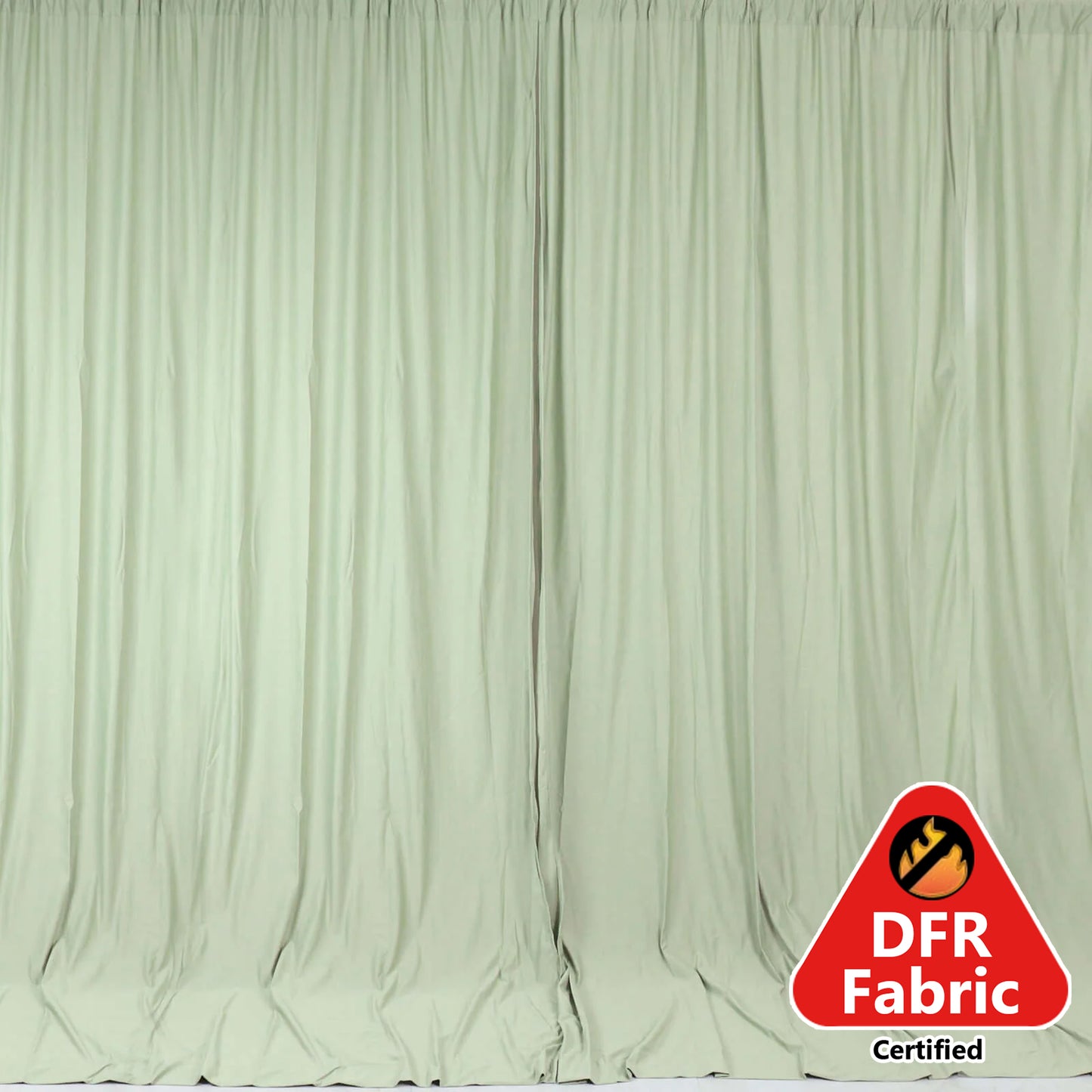 2 Pack Sage Green Scuba Polyester Event Curtain Drapes, Durable Flame Resistant Backdrop Event Panels Wrinkle Free with Rod Pockets - 10ftx10ft