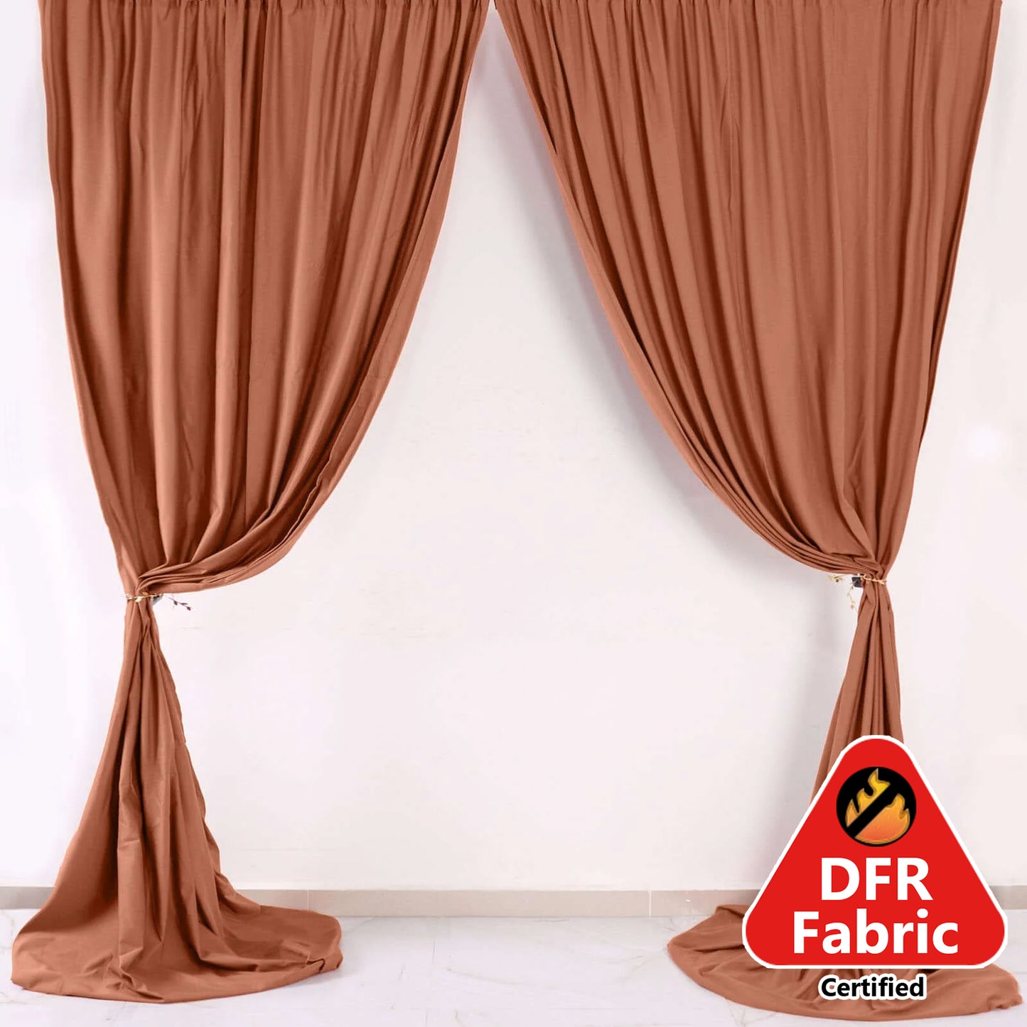 2 Pack Terracotta (Rust) Scuba Polyester Event Curtain Drapes, Durable Flame Resistant Backdrop Event Panels Wrinkle Free with Rod Pockets - 10ftx10ft