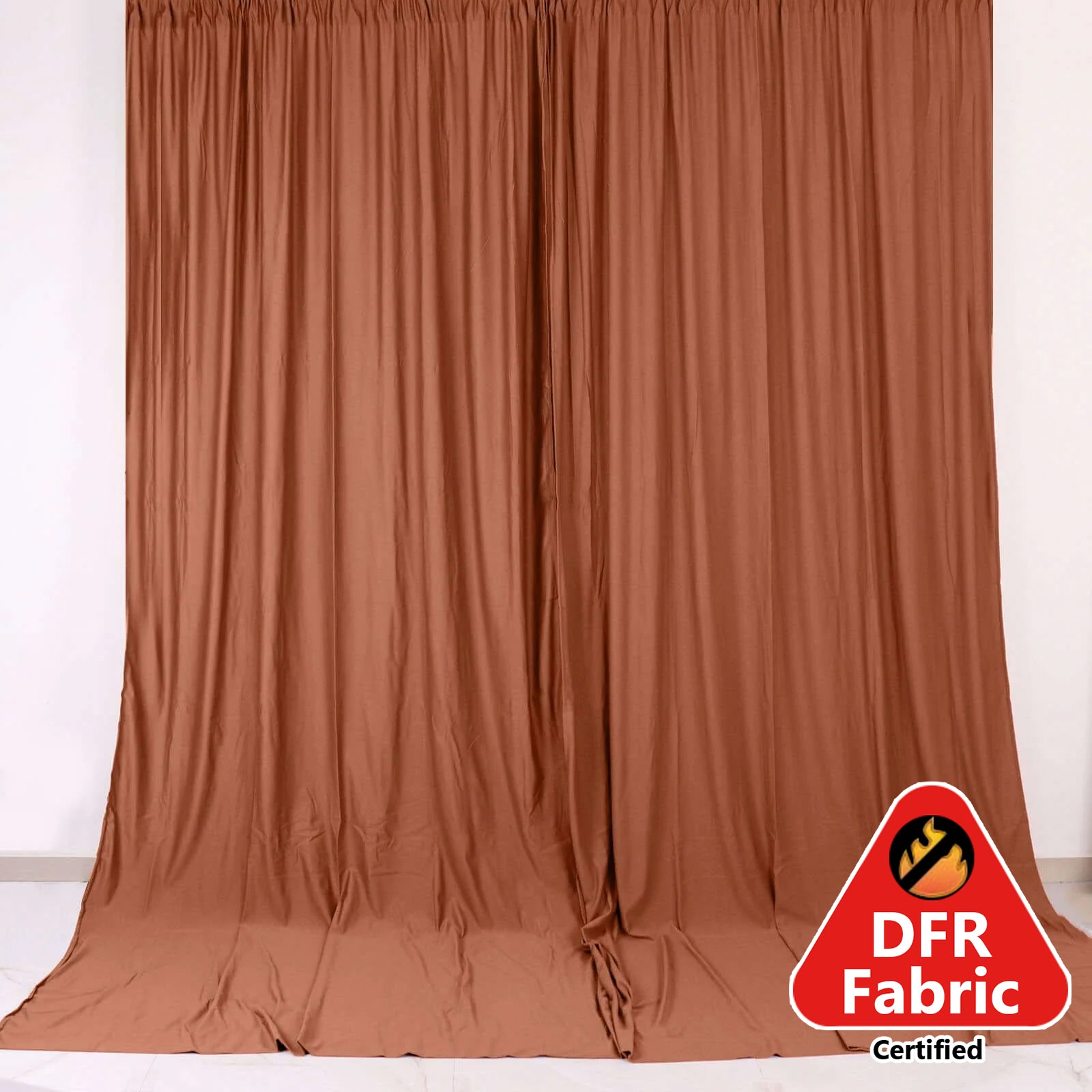 2 Pack Fire Retardant Polyester Terracotta Curtain Panels with Rod Pockets 10 Feet x 10 Feet