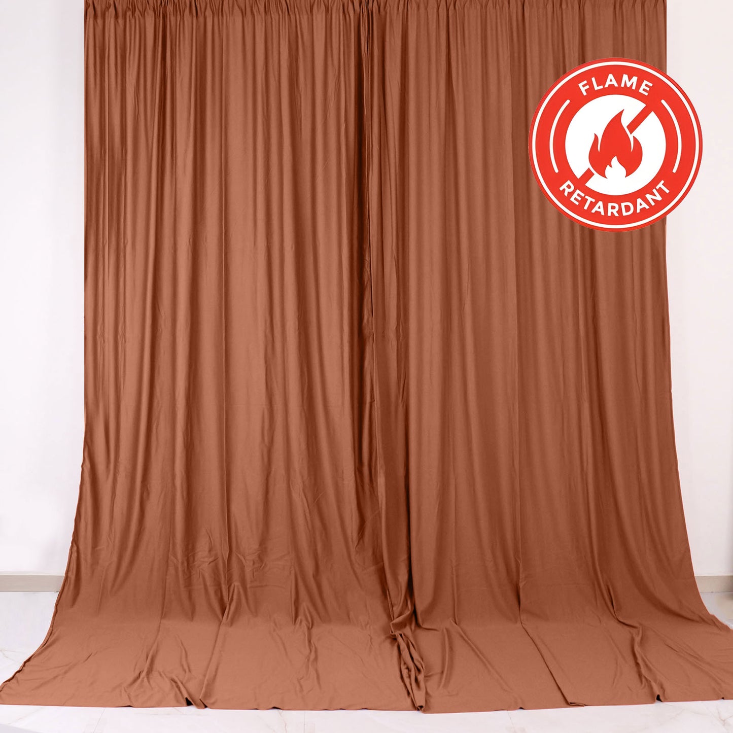2 Pack Fire Retardant Polyester Terracotta Curtain Panels with Rod Pockets 10 Feet x 10 Feet