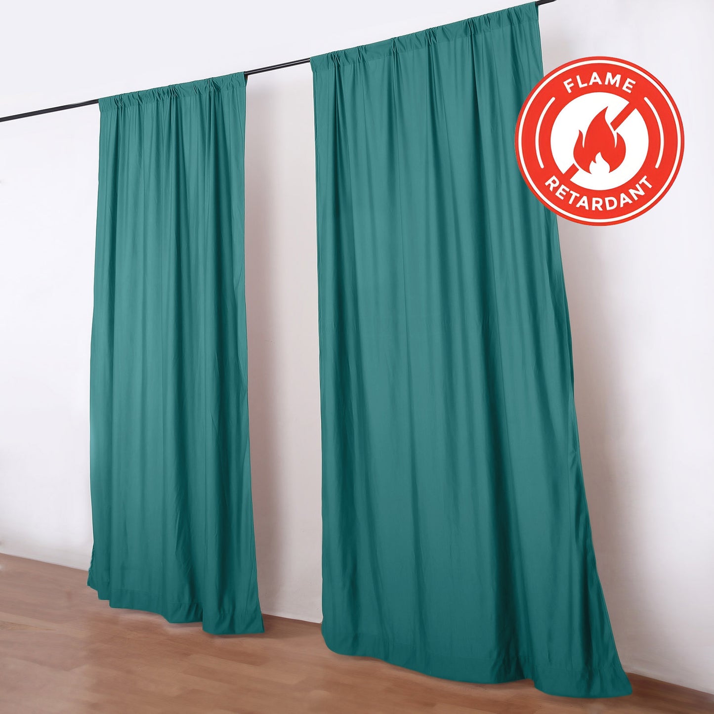 2 Pack 5ftx10ft Turquoise Scuba Polyester Backdrop Drape Curtains, Durable Flame Resistant Event Div