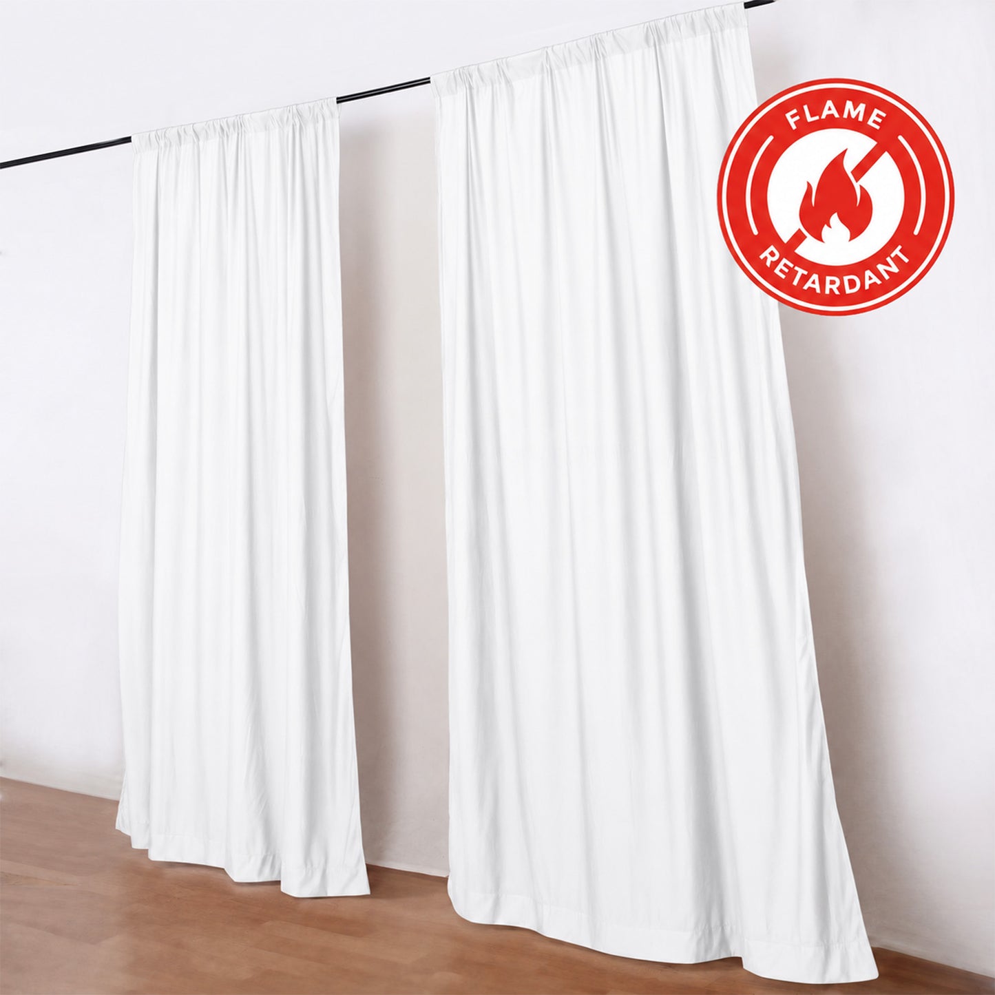 2 Pack 5ftx10ft White Scuba Polyester Backdrop Drape Curtains, Durable Flame Resistant Event Divider